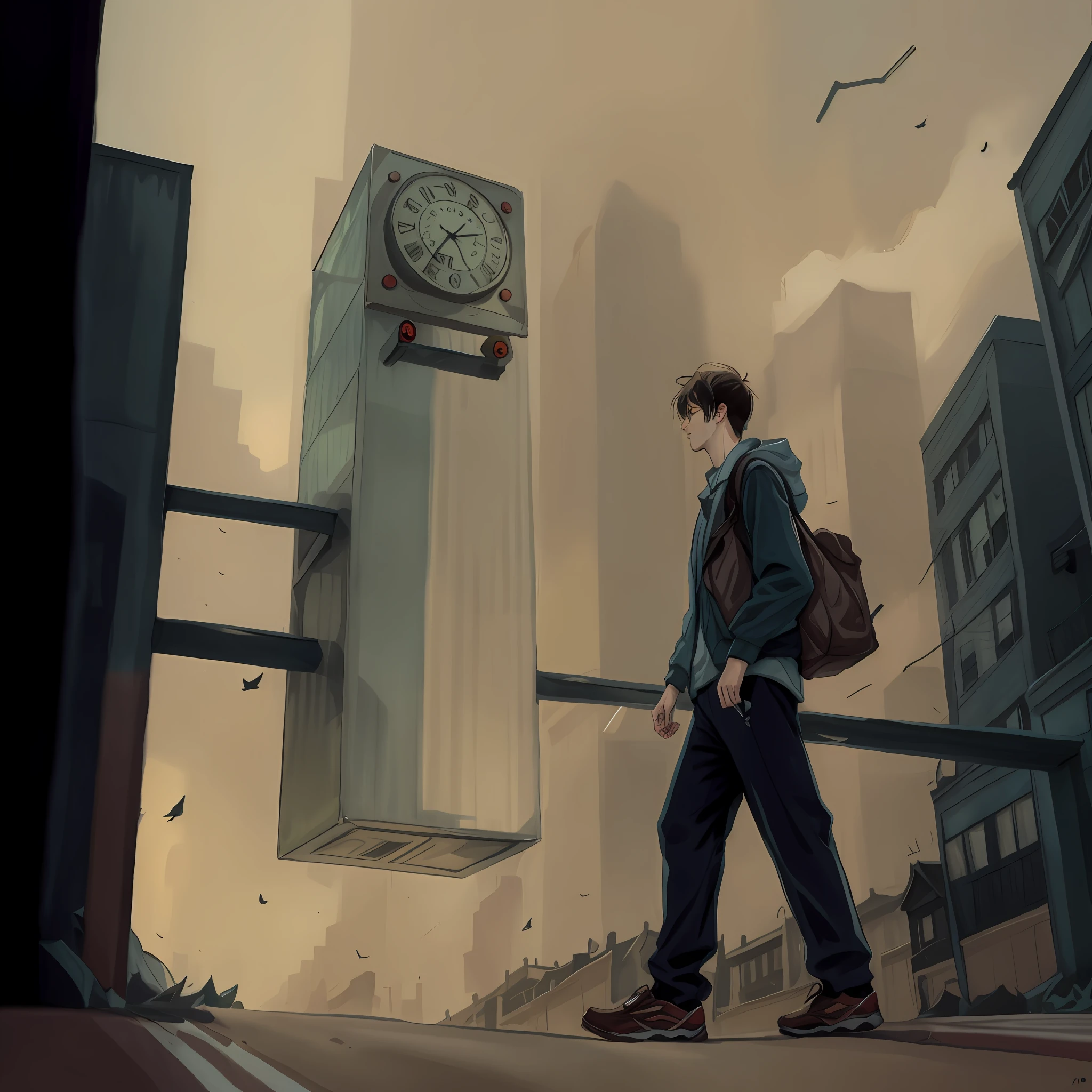 At the end of the street, a young man was hurrying by