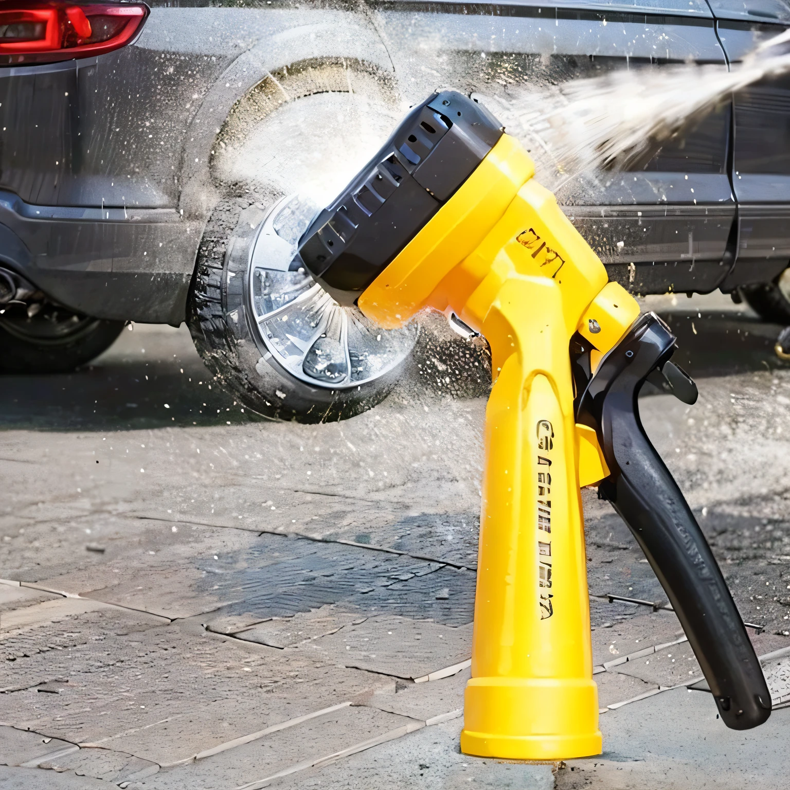 arafed hose attached to a car with a spray gun, spray brush, powerful detail, detailing, easy, perfect detail, ultra high quality, high quality detail, spray, wash, more details, meticulous detail, astonishing detail, headlight washer, sharp detail, 90mm, professional, superior detail, 9 0 mm, 1 8 0 0 dpi