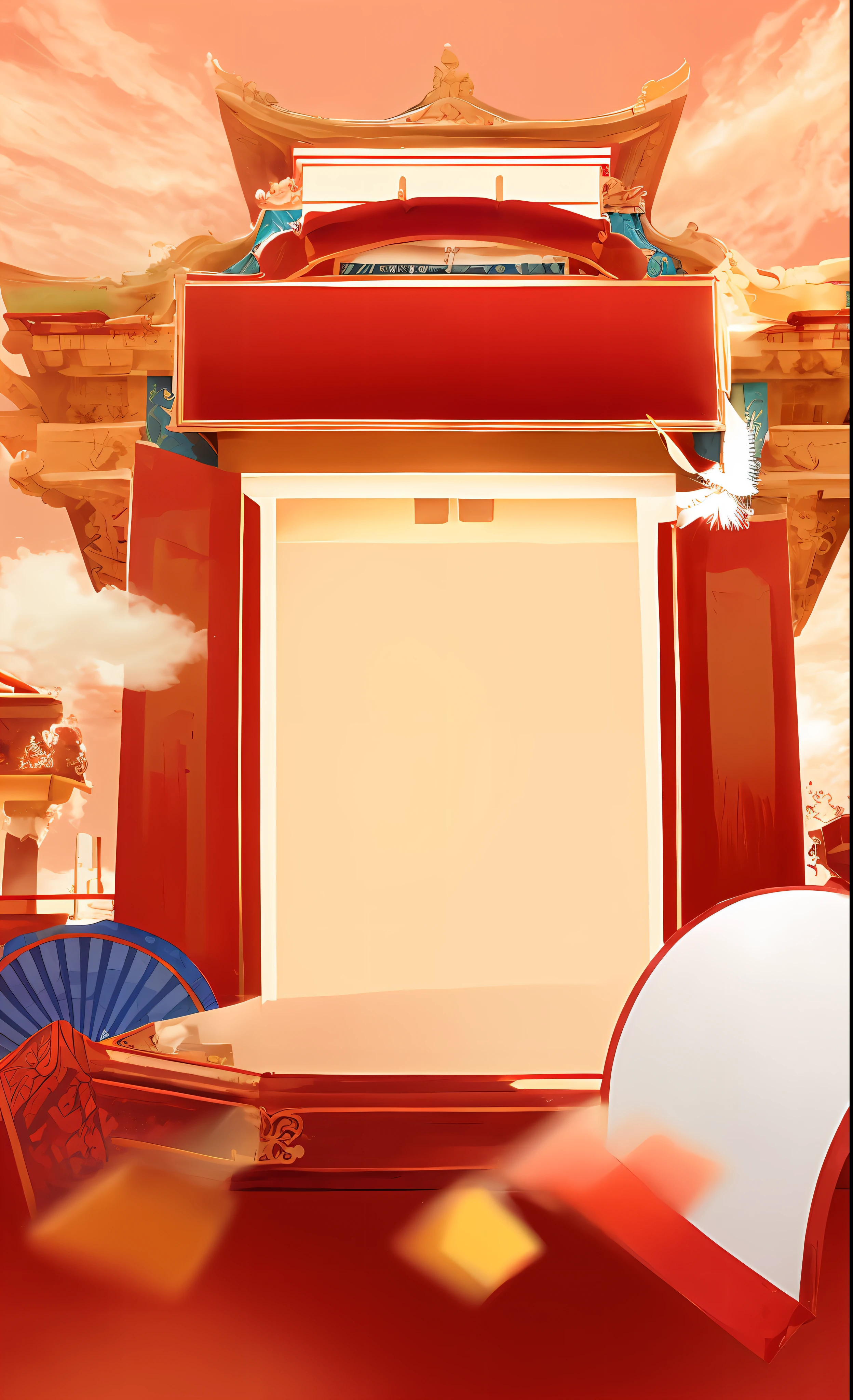 High-definition, ancient architecture, painting, sky, clouds, light sense