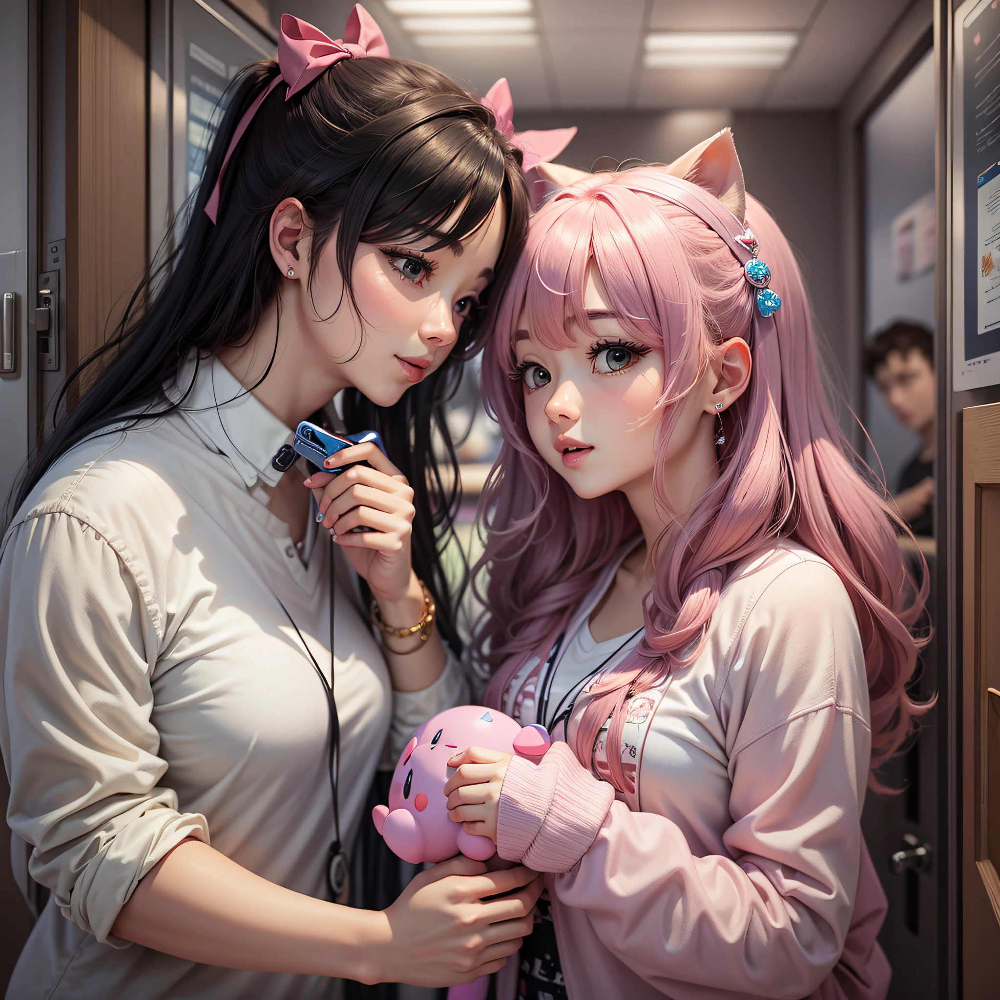 Pink hair, Pochi --auto