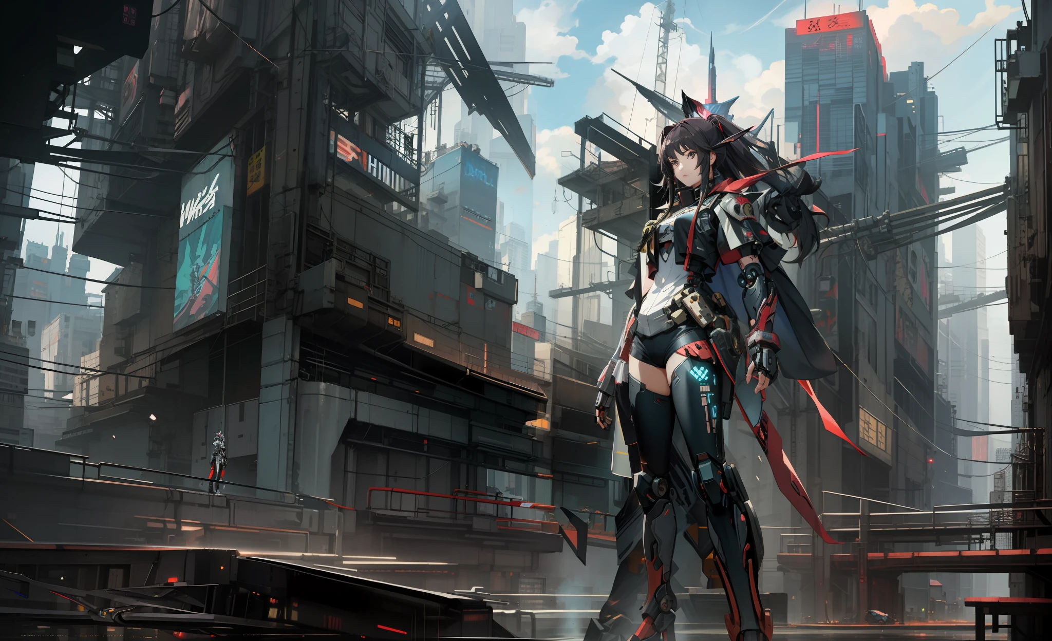 anime - style artwork of a woman in a futuristic city, cyberpunk anime girl mech, mechanized valkyrie girl, girl in mecha cyber armor, digital cyberpunk anime art, anime cyberpunk art, cyberpunk anime girl, female cyberpunk anime girl, cyberpunk anime art, digital cyberpunk - anime art, female mecha, anime mecha aesthetic, anime cyberpunk