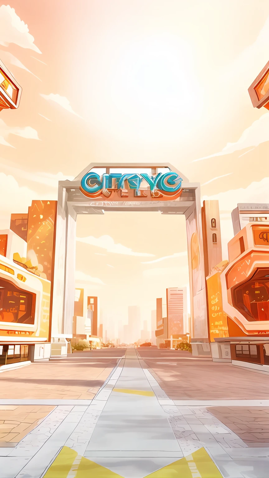 There is a picture of futuristic city with gate futuristic city background, futuristic city street, city street scene background city background --auto