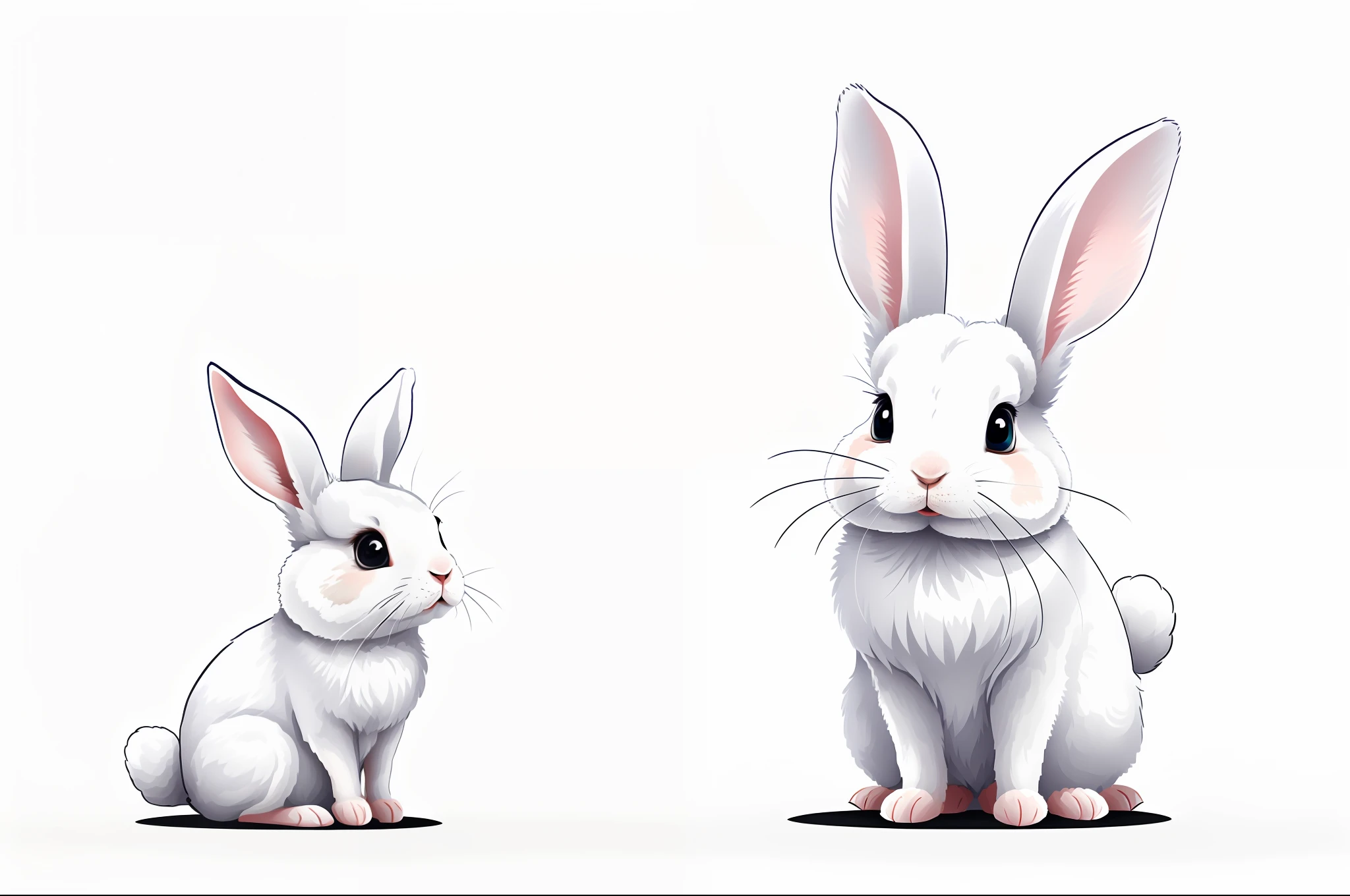 Not full picture, plain white background, a cute rabbit, front