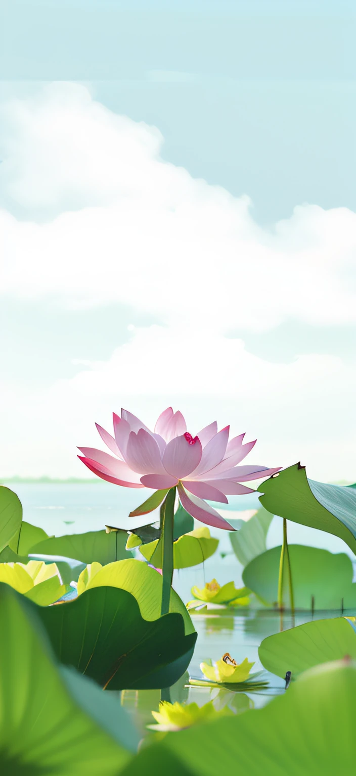 there is a pink flower that is growing in the middle of a field, lotus flowers on the water, lotus, lotus flower, lotus flowers, standing gracefully upon a lotus, pink lotus queen, with lotus flowers, lotuses, sitting on a lotus flower, standing on a lotus, lotus petals, lotus pond, background natural flower, lily flower --auto
