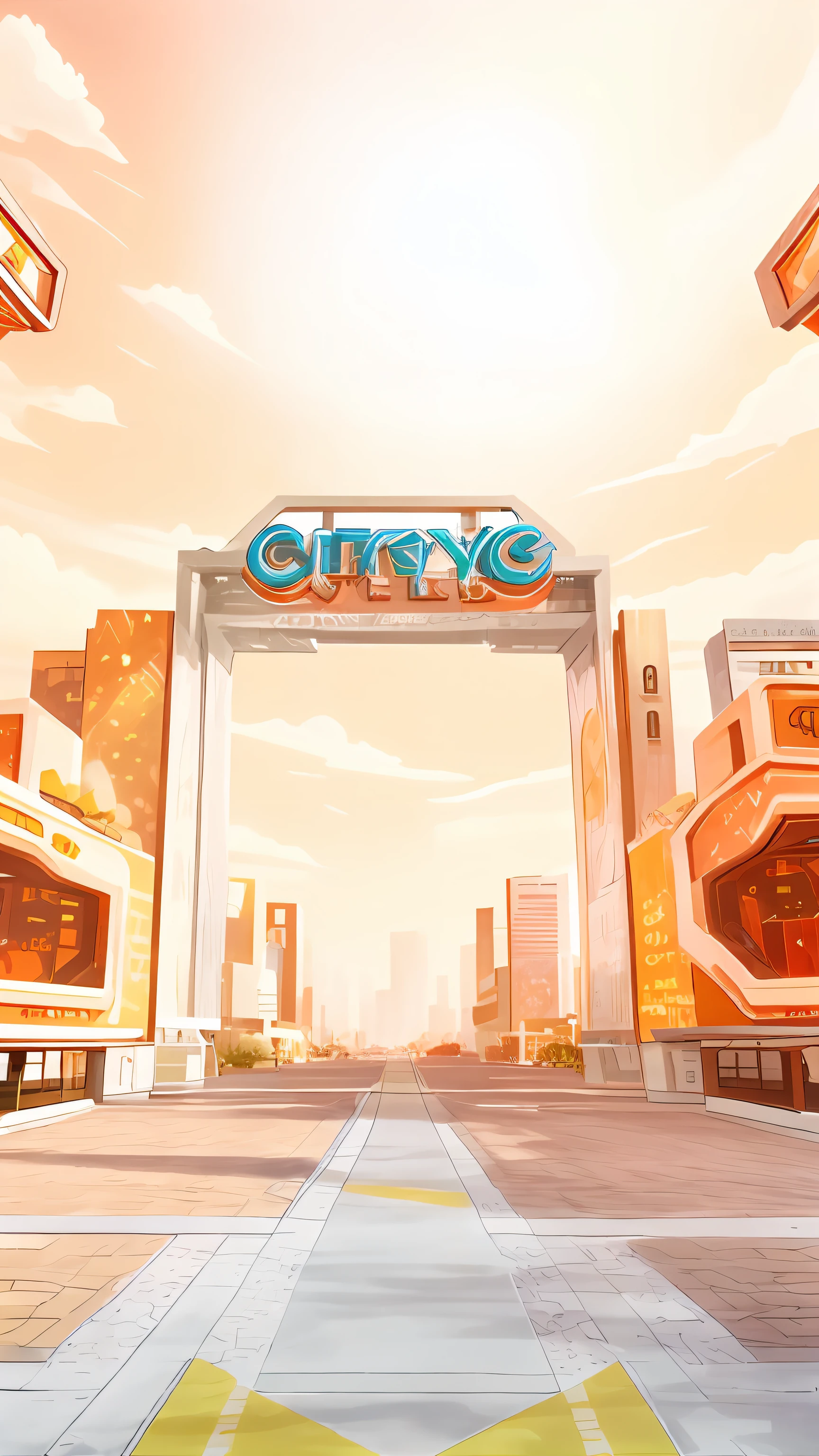 There is a picture of futuristic city with gate futuristic city background, futuristic city street, city street scene background city background --auto