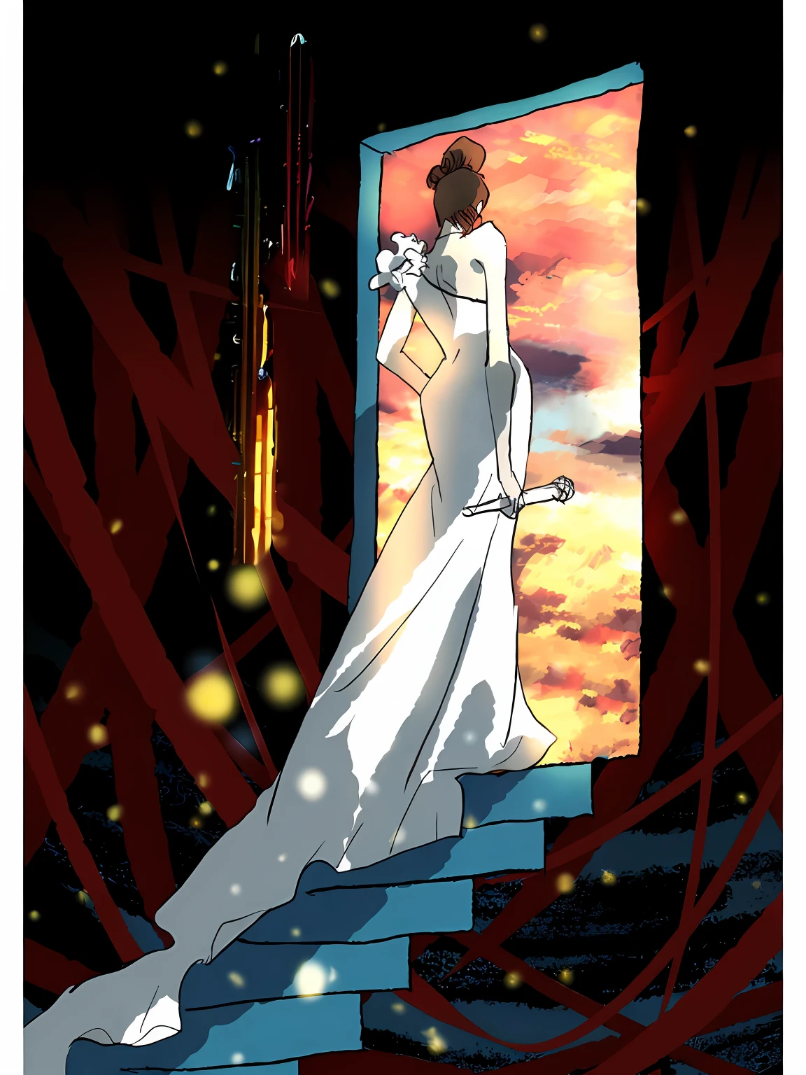 ridiculous resolution, high resolution, (masterpiece:1.4), super detailed, 1boy, seen from above, space, floating, --v 6