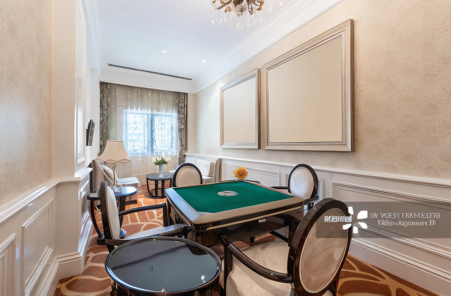 there is a table with a green cloth on it in a room, gaming table, interior photography, inside a grand, gaming room, luxurious environment, acclaimed masterpiece, 1 9 2 0 s room, ornate retreat, interior design photography, an interior of room, neo - classical style, marble room, neoclassical style, immaculately detailed, high end interior