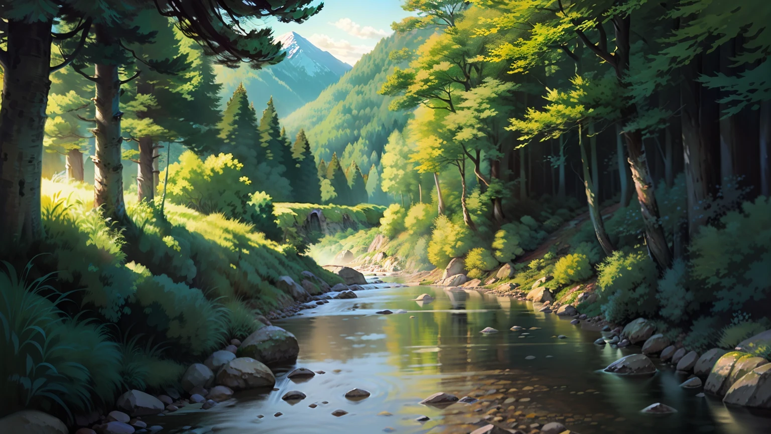 Mountains and streams in the countryside