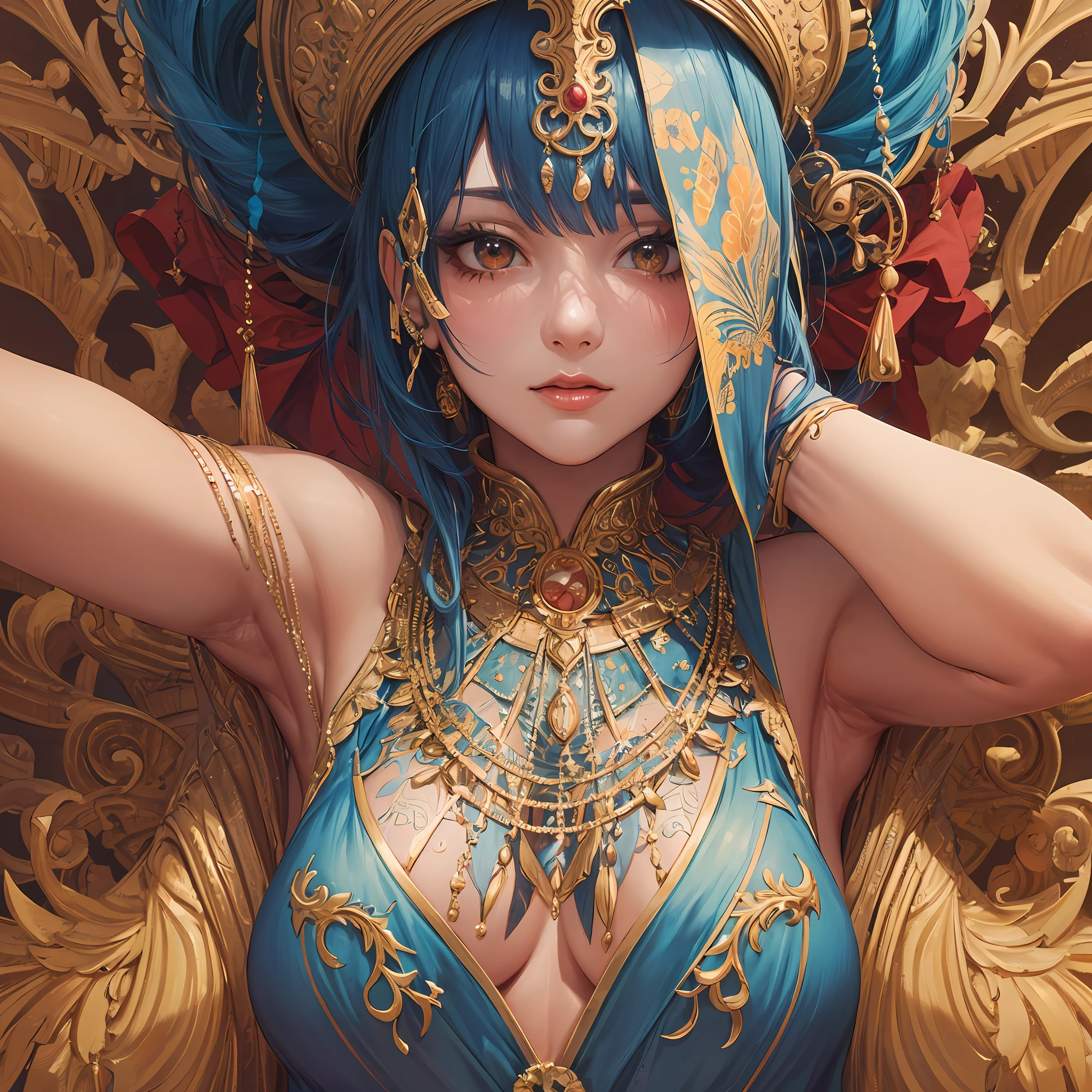 (Masterpiece, Top Quality, Best Quality, Official Art, Beauty and Aesthetics: 1.2), (1girl: 1.3), Very Detailed, (Fractal Art: 1.2), Colorful, Most Detailed, (Zentangle: 1.2), (Dynamic Pose), (Abstract Background: 1.5), (Traditional Clothing: 1.2), (Shiny Skin), (Multiple Colors: 1.4), Upper Body, (Muscle Man: 1.5), --auto
