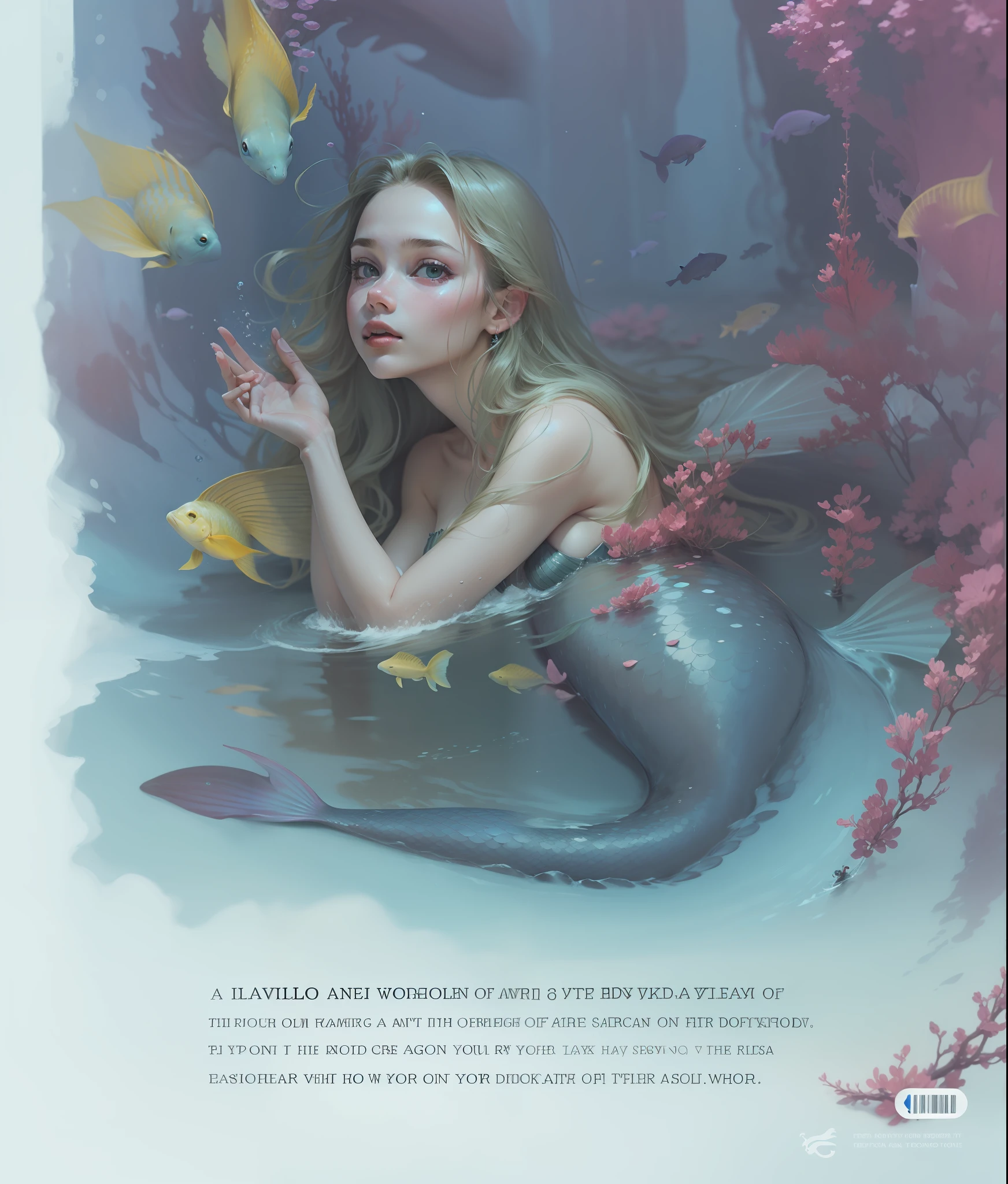 A young mermaid at the bottom of the sea