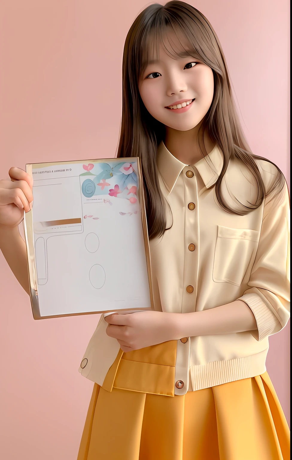 10 years old, korean girl, student, black hair, short hair, young and cute girl, korean, asian (8K), (top quality), (masterpiece:1.2), (realistic), (photorealistic:1.37), very detailed, clear face, clean white background, 10 year old girl, cute, portrait of female elementary school student, young lovely korean face, cute young woman, portrait of korean female idol, ((5 fingers)), round head and slightly small eyes, (very detailed face: 1.4) (breasts: 0.3) (masterpiece, Best image quality: 1.2), (((outdoor, studio))) Surrealist elementary schooler, smile, laughter, sweater, (outfocusing:0.1), small breasts, little girl, bright face with lighting, beautiful detailed eyes, beautiful detailed nose, whole body, film grain, ((dramatic lighting)), delicate hair, super high resolution, beautiful teeth, small mouth, whole body, smile, gentle smile, stand, 1girl, beautiful, masterpiece, very delicate face, perfect lighting, overhead angle, professional lighting, HDR, solo, Chapped lips, super detailed, peach buttocks, looking at the viewer,