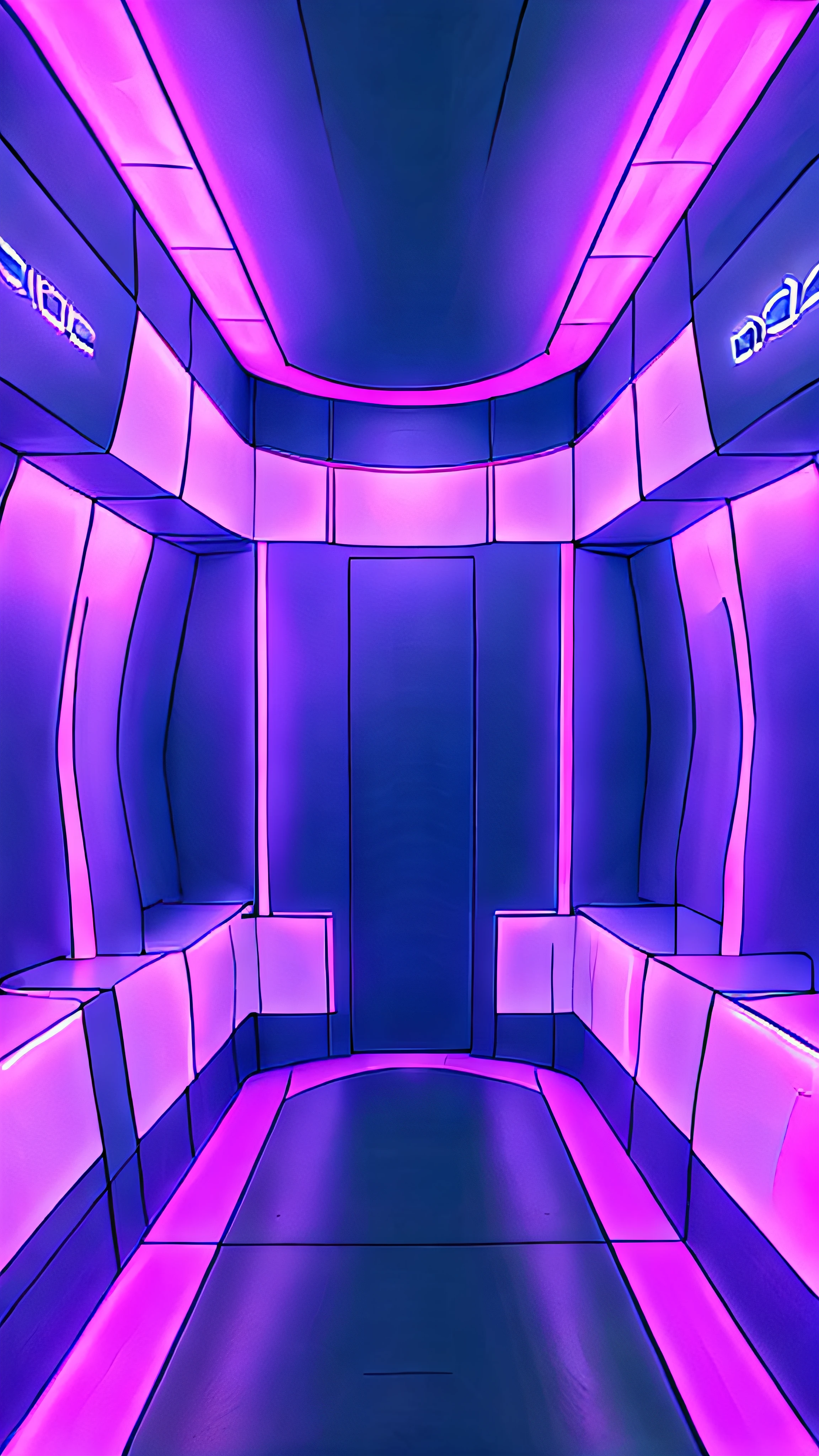 a close up of a futuristic room with a neon light, futuristic neon, background with neon lighting, neon background lighting, futuristic room background, neon lights in background, lined with neon tube lights, futuristic hall, spaceship hallway background, futuristic setting, cyber neon lighting, cyber neon lights, neon background, futuristic room, neon volumetric lights, cyber neon lightings