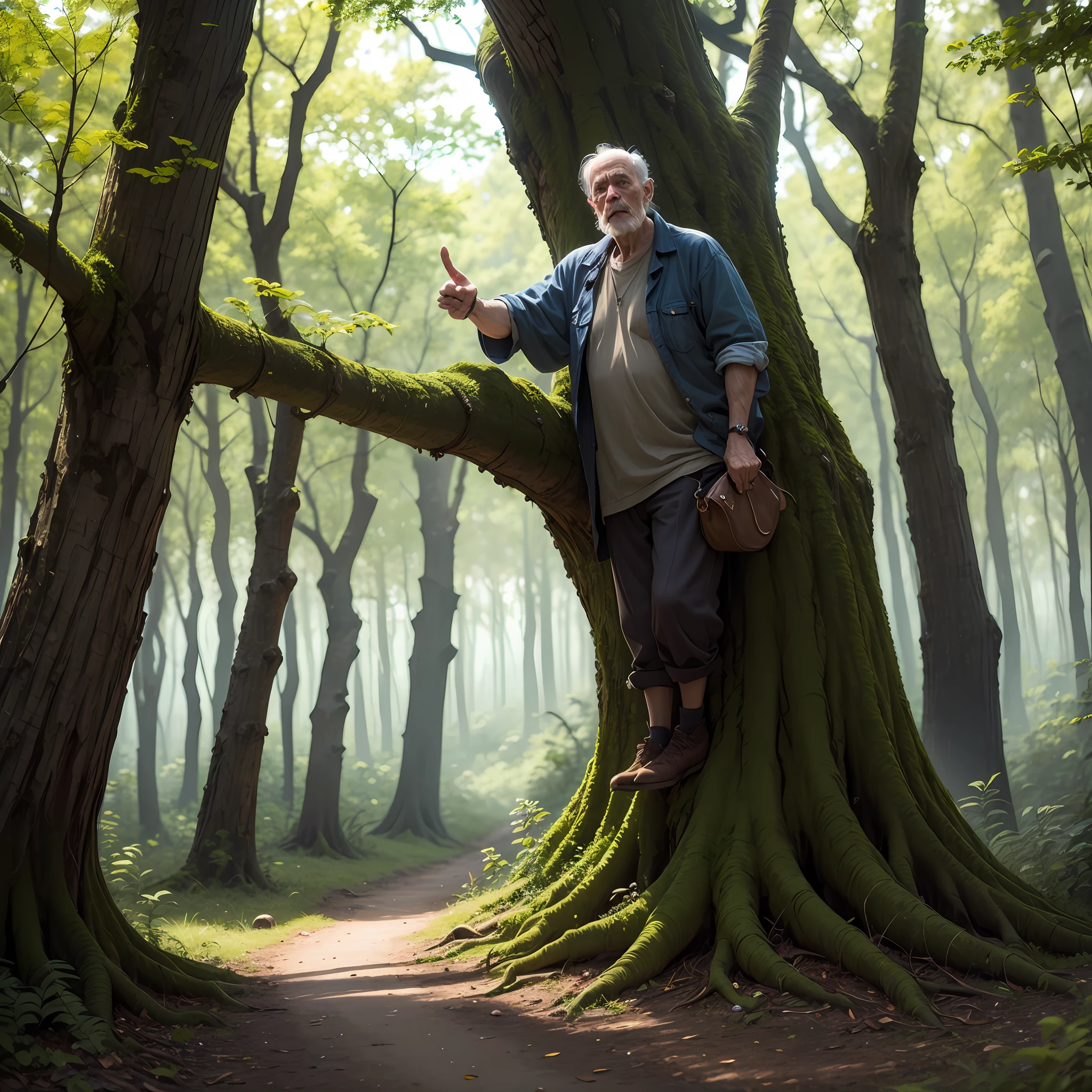 The woods, an old grandfather, vicissitudes, weird, single, standing in the tree, must be in the tree --auto