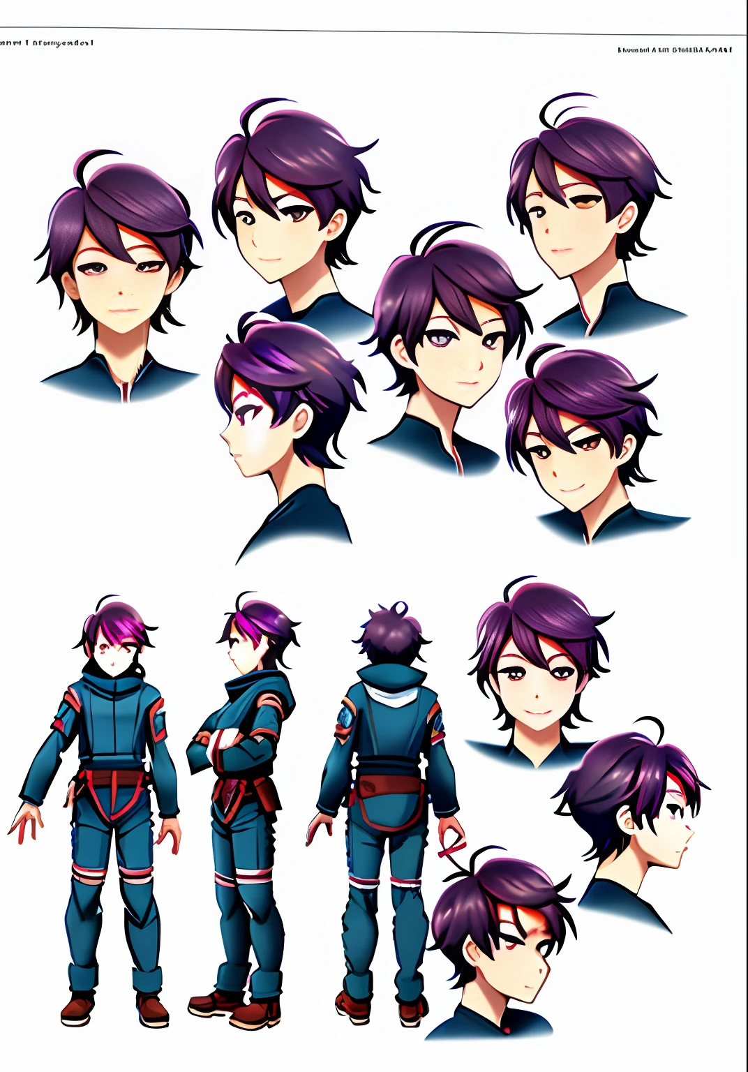a close up of a person with different facial expressions, anime character reference sheet, high quality model sheet, ( ( character concept art ) ), anime character design, a-1 pictures, design exposure anime john rei, key anime visuals, male anime character, best anime character design, character design sheet, detailed anime character art, character reference, shoujo manga character design
