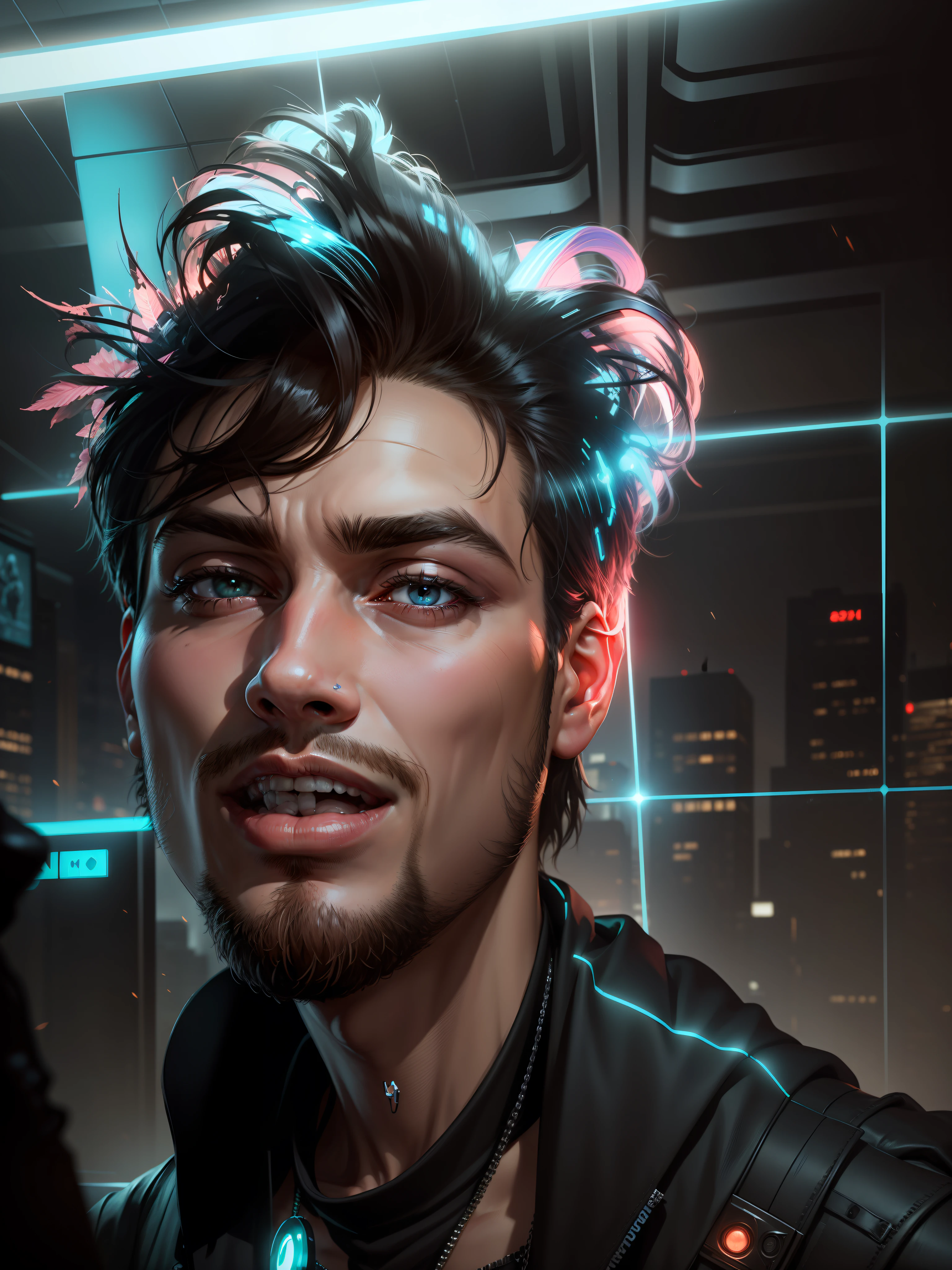 Change background cyberpunk handsome boy realistic face ,8k ultra realistic