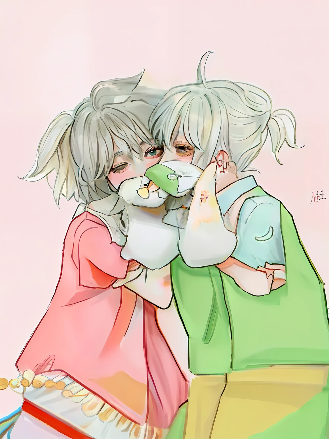 drawing of a couple kissing each other with a cat, kissing together cutely, ddlc, kissing together, line sketch!!, peasant boy and girl first kiss, by Naka Bokunen, anime drawing, anime sketch, kissing each other, an anime drawing, line art!!, in the art style of 8 0 s anime, anime style drawing, anime shading)