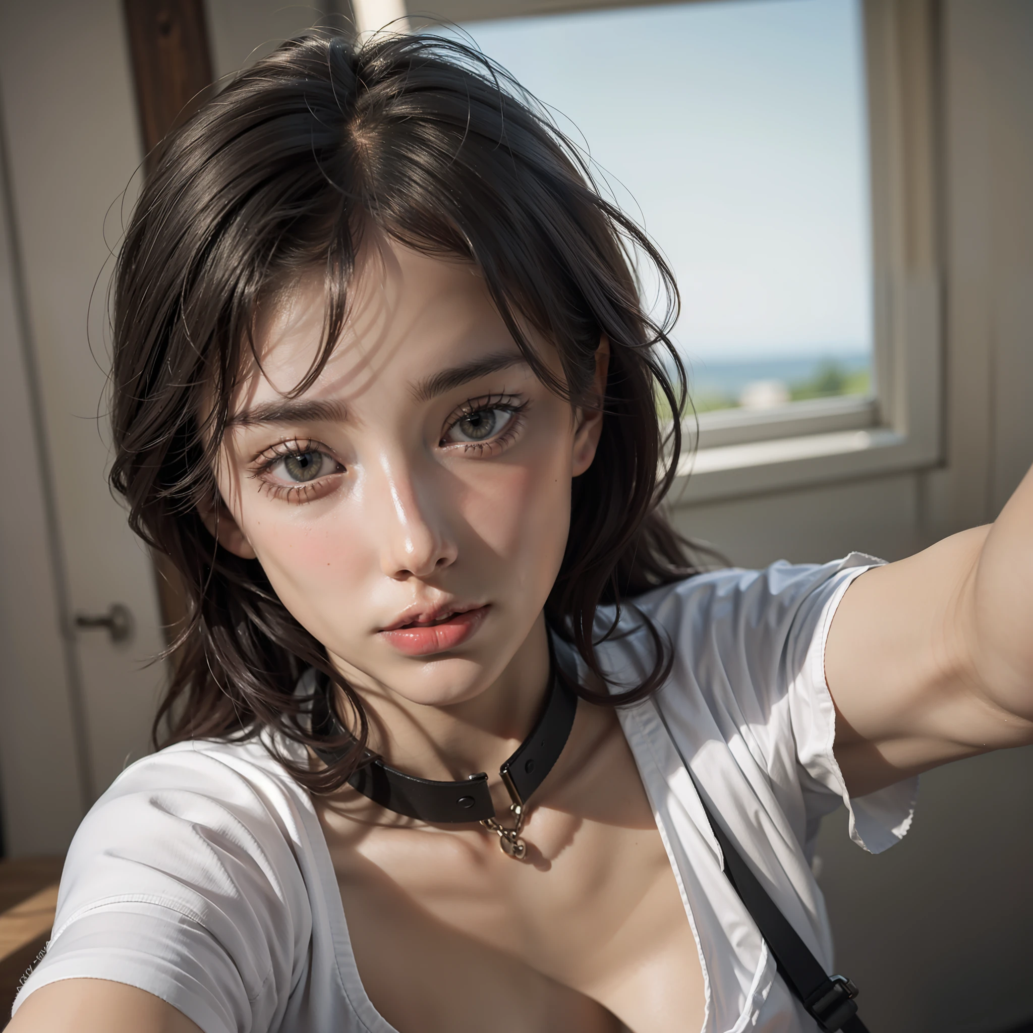 8K, Best Quality, Masterpiece, Ultra High Resolution, (Realism: 1.4), Original Photo, (Realistic Skin Texture: 1.3), (Film Grain: 1.3), (Selfie Angle), 1 Boy, Beautiful Eyes and Face Details, Masterpiece, Best Quality, Close-up, Upper Body, Looking at the Viewer