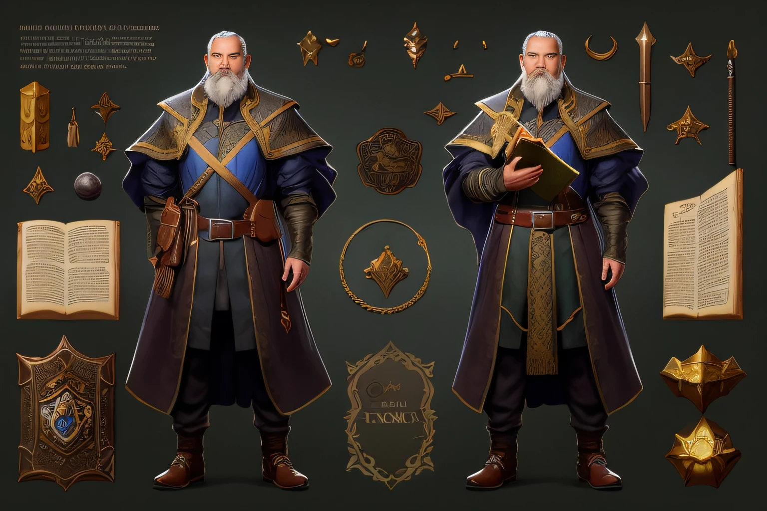 arafed image of a man with a beard and a book, old male archmage, rpg concept art character, heroic fantasy character concept, fantasy character design, rpg portrait concept art, rpg character concept art, expert high detail concept art, detailed character art, male wizard, senior concept artist, arcane concept art, game character art, rpg character art