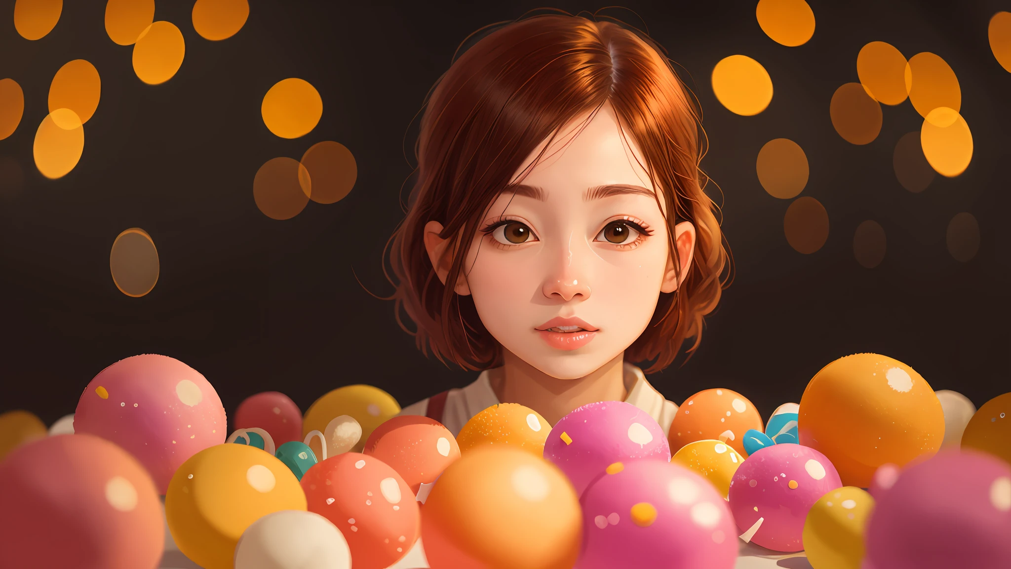 No man's scene, candy, yellow and pink dominant, bright, perfect quality, clear focus, (masterpiece: 1.2) (Realistic: 1.2) (Bokeh) (Best quality) (Intricate details)
