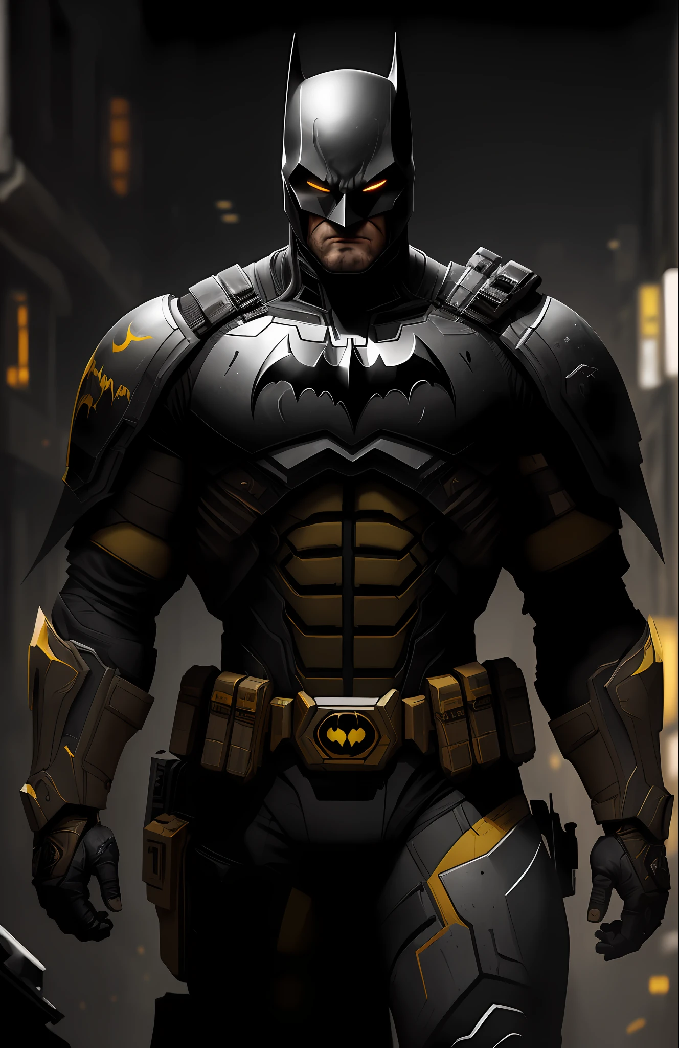 (dark shot: 1.1), epic realistic, Horseman of the Apocalypse Batman from DC, yellow gradient, black, brown and magenta color scheme, grunge aesthetics!!! graffiti tag wall background, art by Greg Rutkowski and artgerm, soft cinematic light, Adobe Lightroom, darkroom, HDR, intricate, highly detailed, (depth of field: 1.4), faded, (neutral colors: 1.2), (hdr: 1.4), (muted colors: 1.2), hyper-detail (artstation: 1.4), cinematic, warm light, dramatic light (complex details: 1.1)