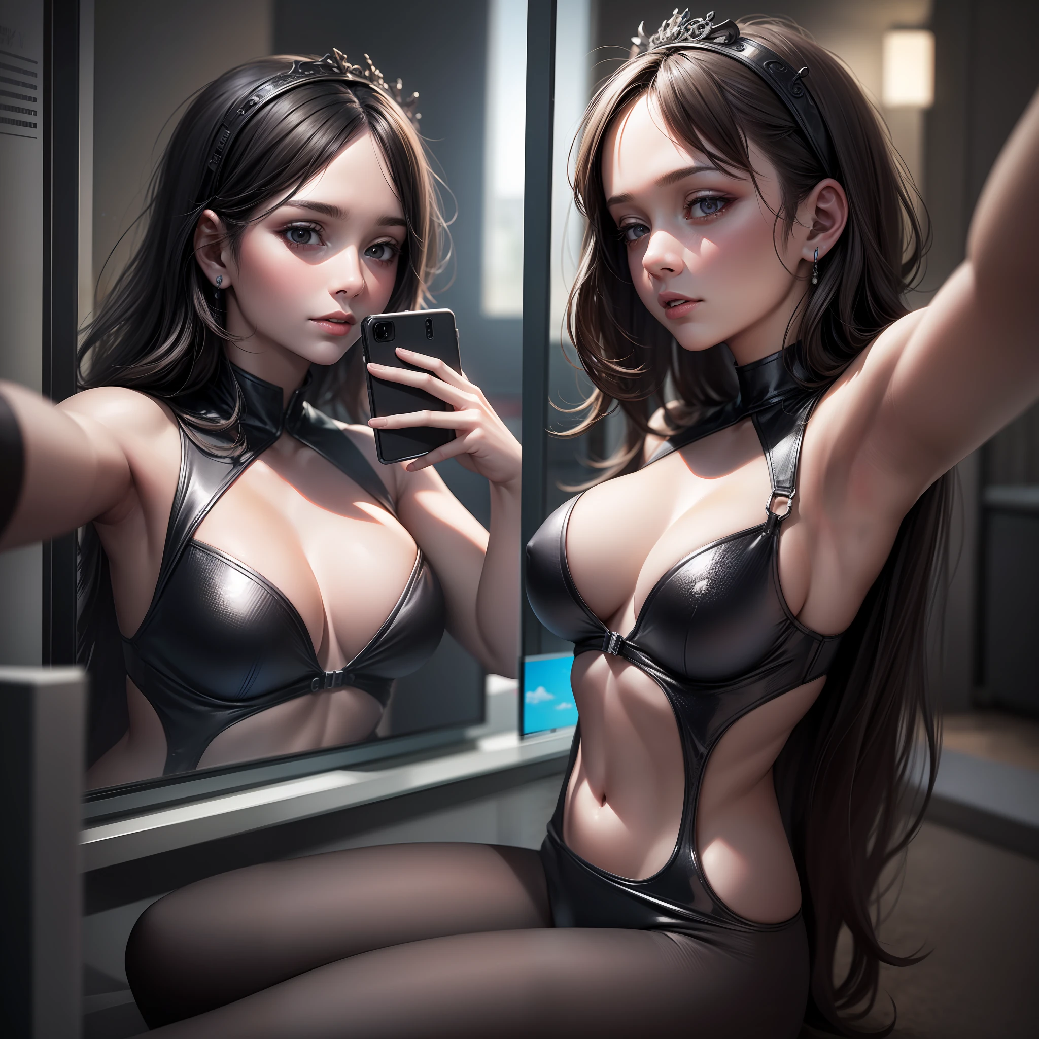 8K, Best Quality, Masterpiece, Ultra High Resolution, (Realism: 1.4), Original Photo, (Realistic Skin Texture: 1.3), (Film Grain: 1.3), (Selfie Angle), full body and