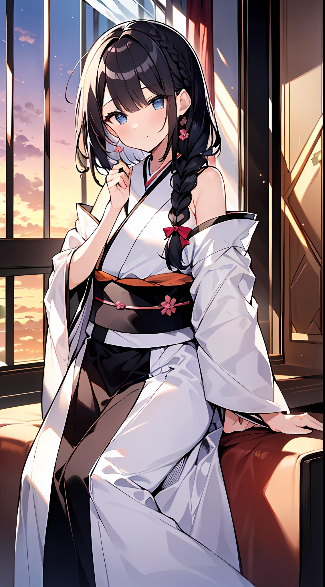 (Incredibly Absurdres Absolutely Resolution: 1.5), Best Quality, Masterpiece, Ultra High Resolution, 8k, (Multiple Girls), (Light Color Kimono), Glittering Eyes, BREAK Shoujo Manga Style, (Loli), Soft Line Art, Digital Enhancement, Shojo Manga Touch, Hairstyle Fax, Environment Change Scene, Hairstyle Fax, Shoujo Mangacore, (((Length of hair to shoulders))), (((Short braid))), Beautiful black hair, indoors, full body visible angle, entangle, beautiful and aesthetic: 1.5, High quality: 1.3