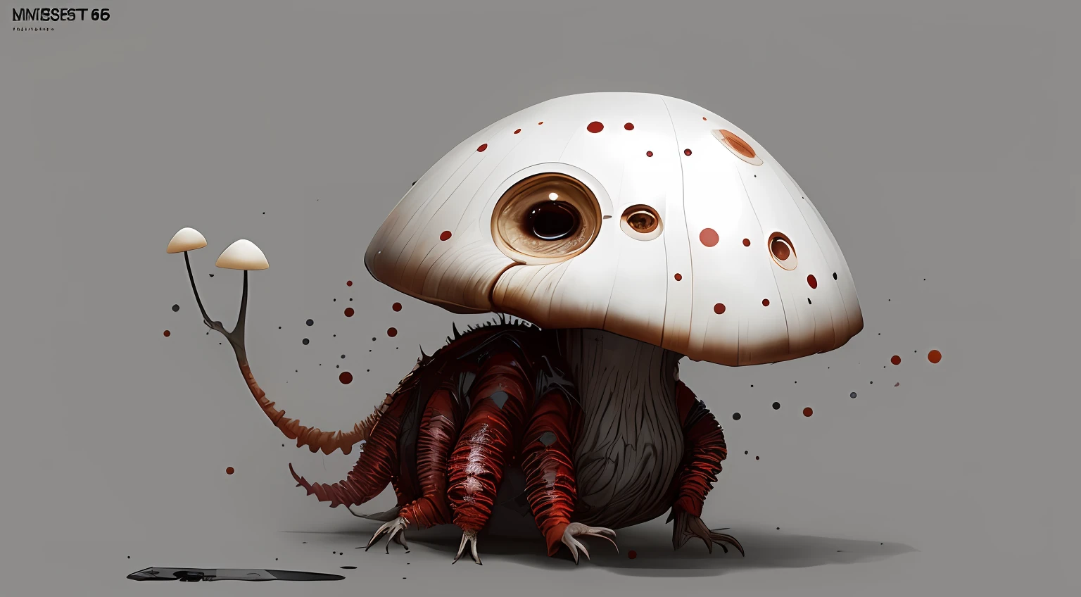 A adorable red capped mushroom white dots cute with a face with one eye , crying mouth and scary teeth" :: white background breathtaking hyperrealistic :: by Android Jones, Jean Baptiste monge, Alberto Seveso, James Jean, Jeremy Mann, insanely detailed professional photography :: masterpiece, 8k resolution concept art trending on Artstation, triadic colors, Unreal Engine 5 cg society octane photograph ultra detailed sharp crisp lines