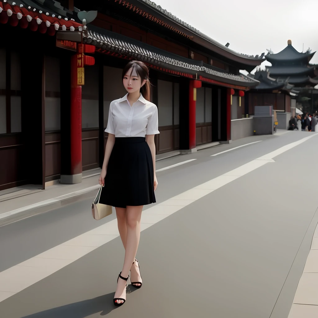 chinese woman, summer skirt, short film, bsh, professional photo supermodel, movie, HDR, large file size, high resolution, runway, short focal length, 35mm lens, tight composition, telephoto