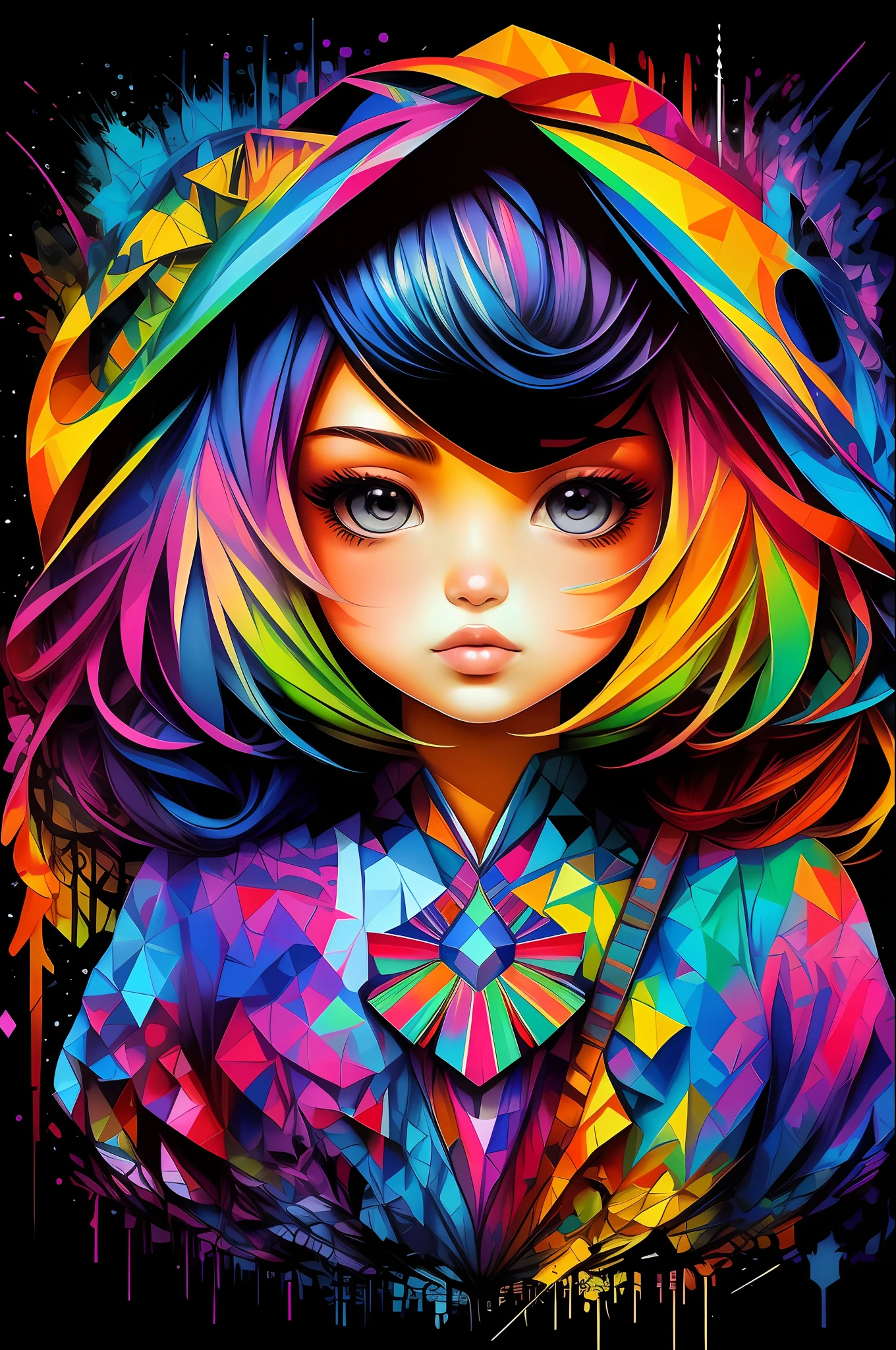 (Black Bird), Eduardo Kobra padding ,wall PORTRAIT geometric multidimensional, art, chibi,
yang016k, beautiful, colorful,
masterpieces, top quality, best quality, official art, beautiful and aesthetic,