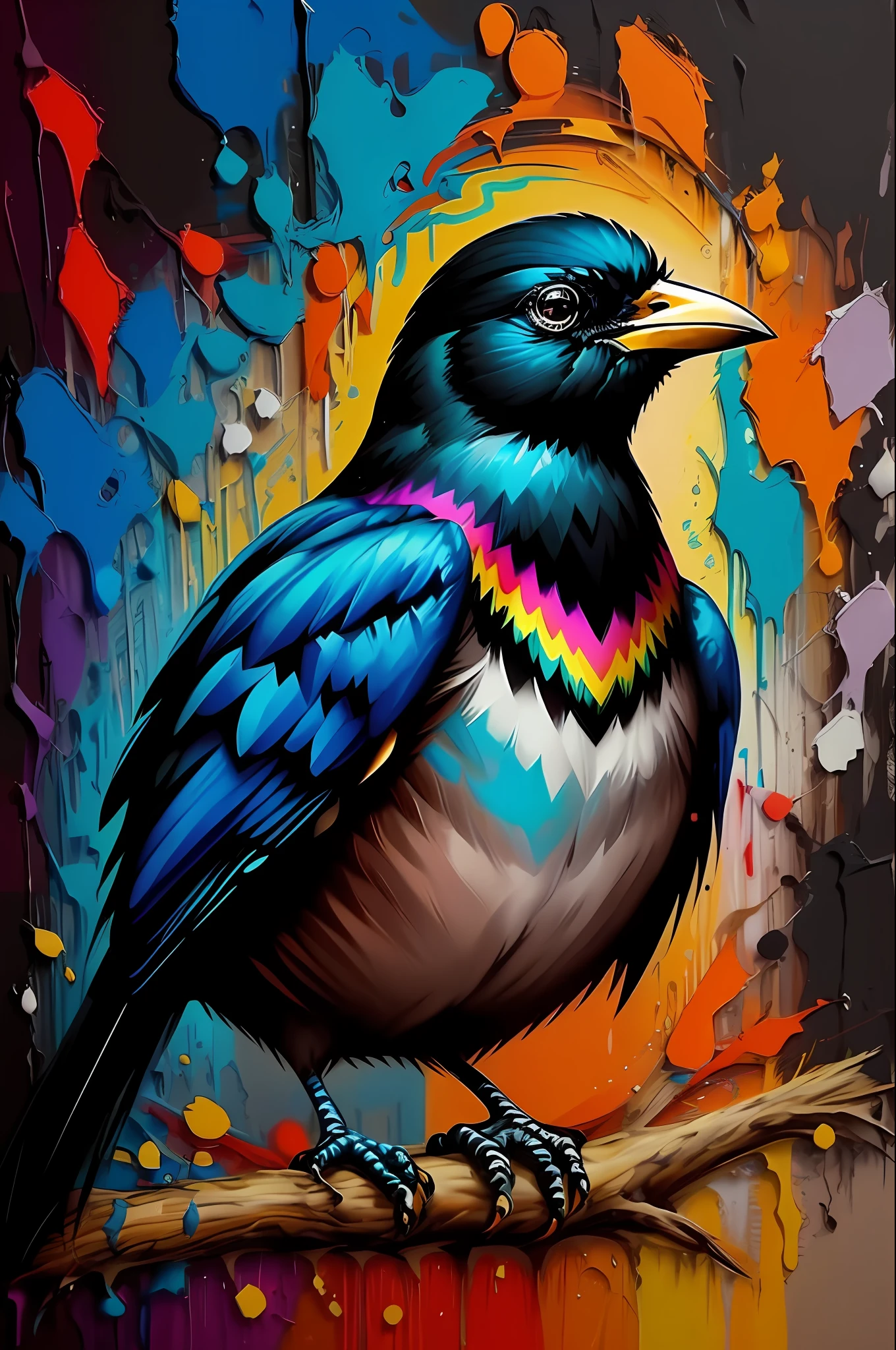 (Black Bird), Eduardo Kobra padding ,wall PORTRAIT geometric multidimensional, art, chibi,
yang016k, beautiful, colorful,
masterpieces, top quality, best quality, official art, beautiful and aesthetic,