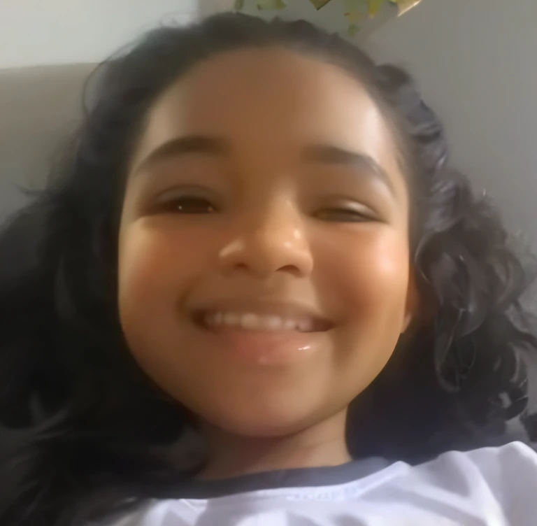smiling girl with long black hair and a white shirt, violet myers, she is smiling and excited, very huge smile, she is smiling, she is smiling and happy, youthful taliyah, big smile on her face, very big smile, happily smiling at the camera, light skinned african young girl, profile pic, mutahar laughing, smiling girl