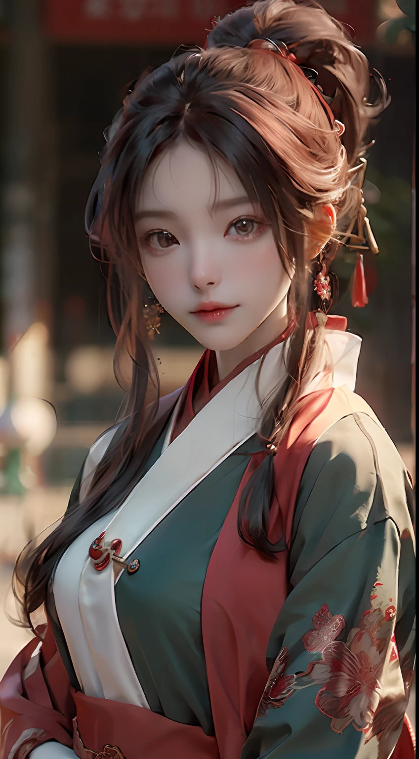 best quality, masterpiece, highres, 1girl, china hanfu,chinese architect background, red scarf, hair ornament,necklace, jewelry,Beautiful face,upon_body, tyndall effect,photorealistic, dark studio, rim lighting, two tone lighting,(high detailed skin:1.2), 8k uhd, dslr, soft lighting, high quality, volumetric lighting, candid, Photograph, high resolution, 4k, 8k, Bokeh,red dress girl