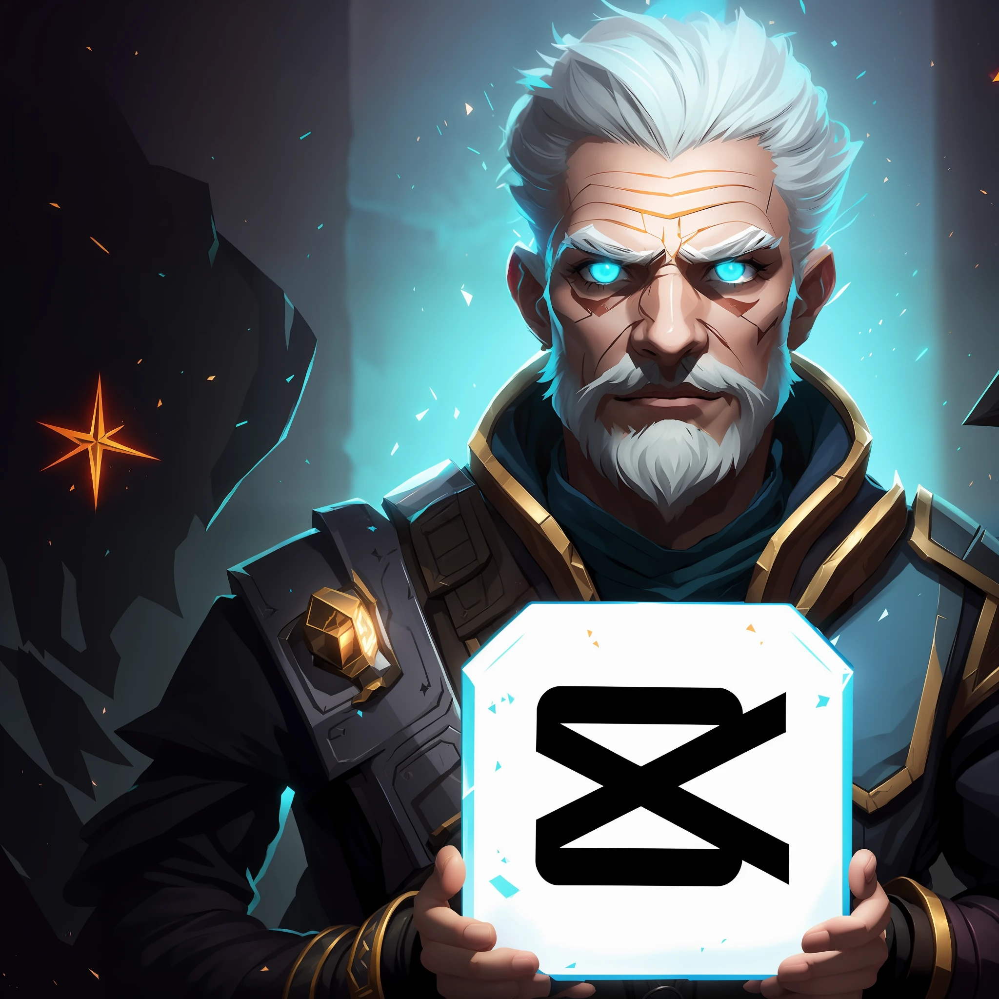 a close up of a person holding a sign with a light on it, style of duelyst, legends of runeterra, artifact - free, epic legends game icon, lost runes, 8 k hd wallpaperjpeg artifact, 8k hd wallpaperjpeg artifact, hextech, holographic runes, locklegion, detailed game art, runic