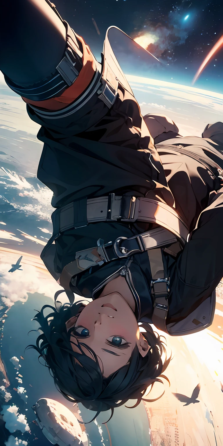 ridiculous resolution, high resolution, (masterpiece:1.4), super detailed, 1boy, seen from above, space, floating, --v 6