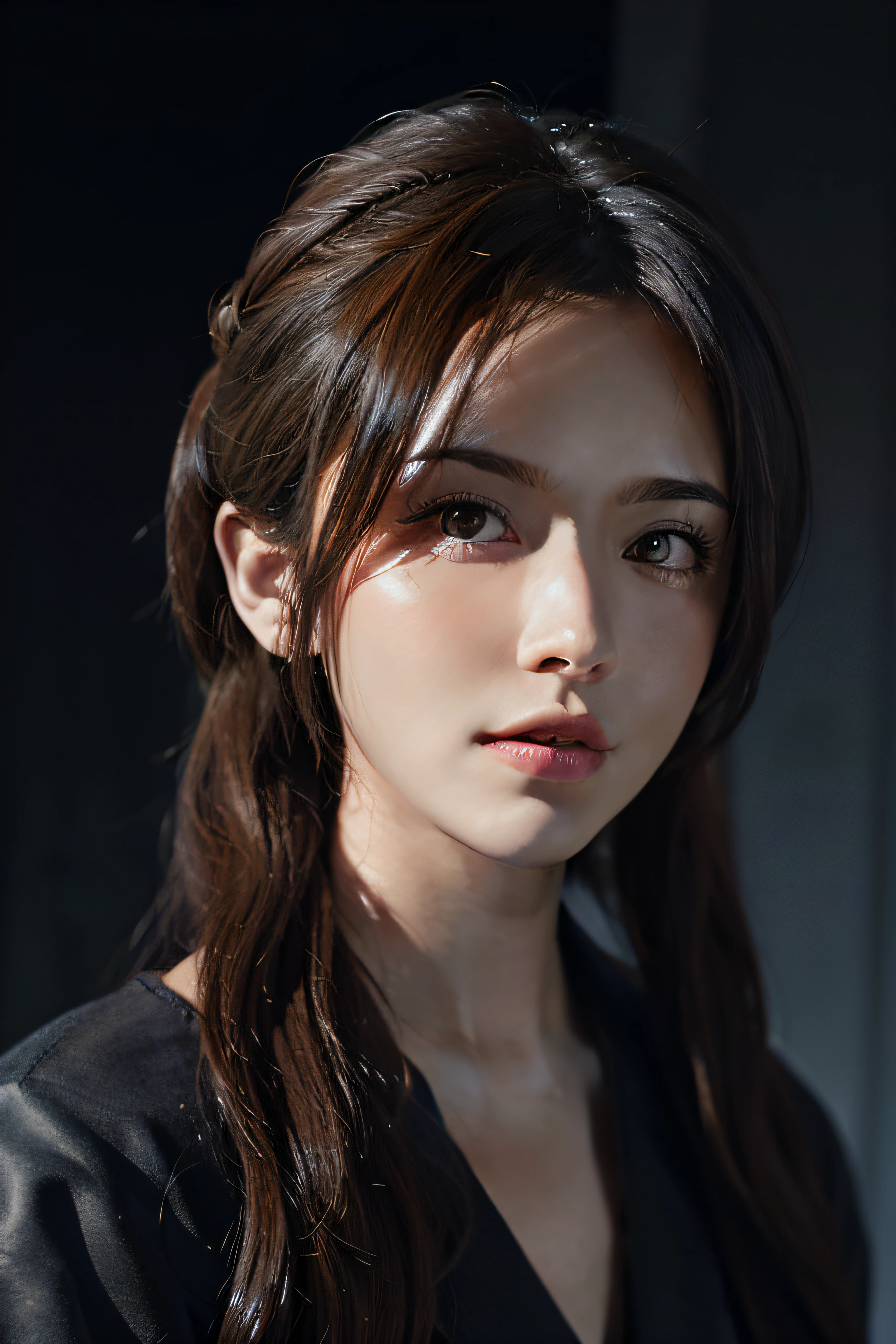 Hyperrealist portrait of female by david hockney and alphonse mucha,fantasy art, photo realistic, dynamic lighting, artstation, poster, volumetric lighting, very detailed faces, 4 k, award winning,, 1girl, in the dark, deep shadow, low key,cowboy shot,(official clothing:1.4) ,long hair,white hair,