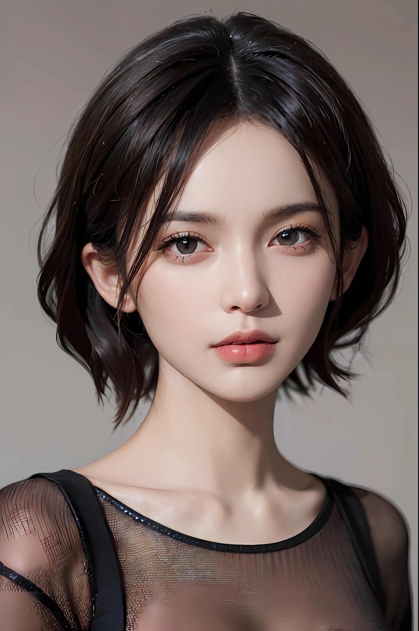 (masterpiece:1.3), (8k, photorealistic, RAW photo, best quality: 1.4), (1girl), beautiful face, (realistic face), (black hair, short hair:1.3), beautiful hairstyle, realistic eyes, beautiful detailed eyes, (realistic skin), beautiful skin, (sweater), absurdres, attractive, ultra high res, ultra realistic, highly detailed, golden ratio