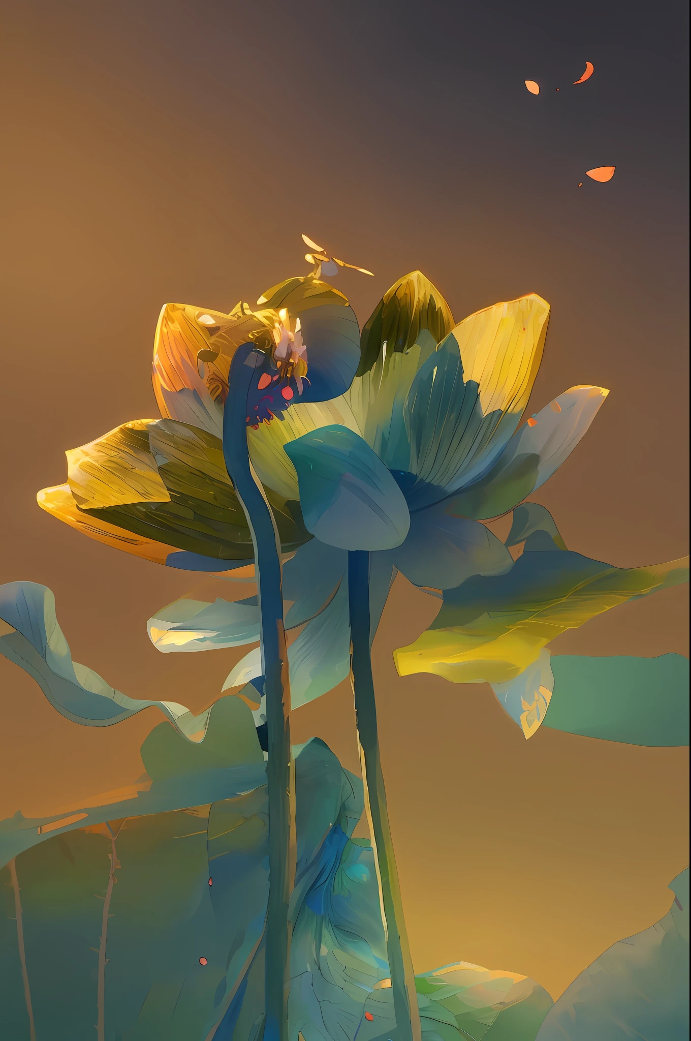 Masterpiece, best quality, (very detailed CG unity 8k wallpaper) (best quality), (best illustration), (best shadows) Nature', blue sea,delicate leaves petals of various colors falling in the air light Tracking, super detailed --v6