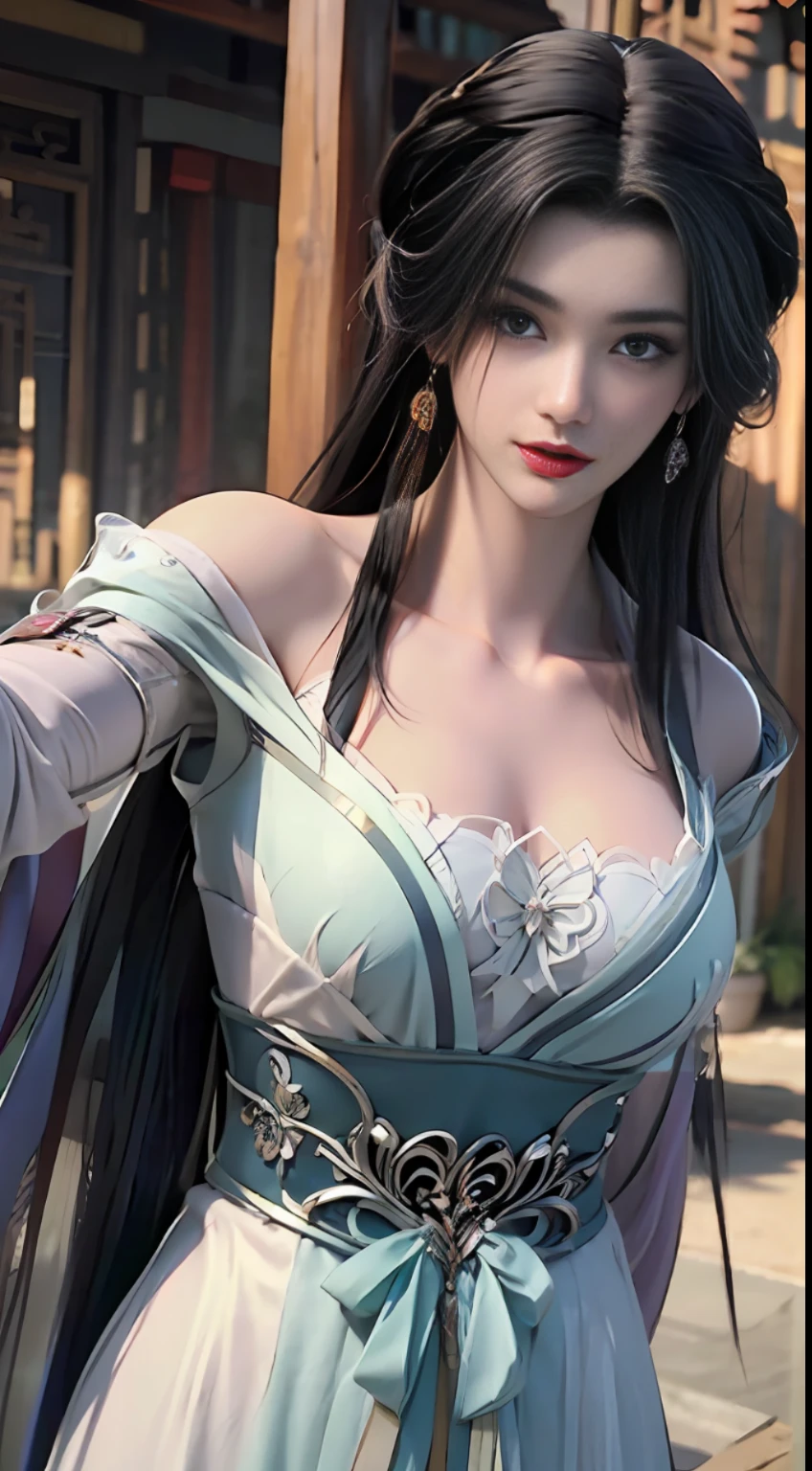 Solo, 1 Beautiful Female, Wuxia World, (1 Girl), (Full Body), (Xiuxian World), Chinese Immortal Wuxia, (Purple Cross-collared Top, Silk Robe, Embroidered Cape, Openwork Pattern), Brunette Hair, Chinese Coiled Bun, Hairpin, Light Pink Lips, (Young), Facial Highlight, Upper Body, Detail Face, White Skin, Ponytail, Braid, Look at the Audience, Big Eyes, Earrings, Slim Figure, Professional Lighting, Photon Mapping, Light Energy Transfer, Physically Based Rendering, 8K UHD, SLR, Soft Light, High quality, high resolution, (very detailed CG unity 8k wallpaper)
