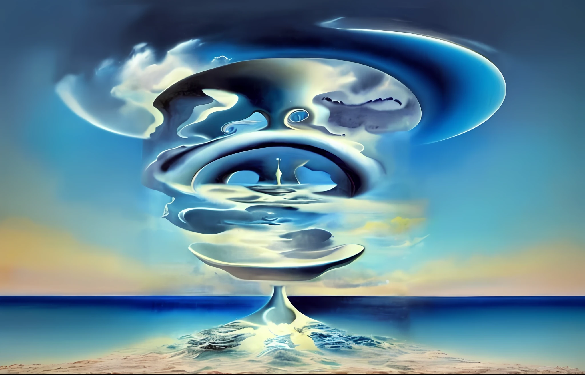 Big cloud paintings coming out of the waves, Surrealist art, (Surrealism))), Abstract Surrealism, Surrealism !!,Surrealist Art, Surrealist Art, Surrealist Artwork, Dali, Surrealism!, Surrealist style, Masterpiece of abstract Surrealism, Masterpiece of Surrealism, Surrealist background, Surrealist painting, Salvador Dalí, Surrealist art style, abstract surrealism