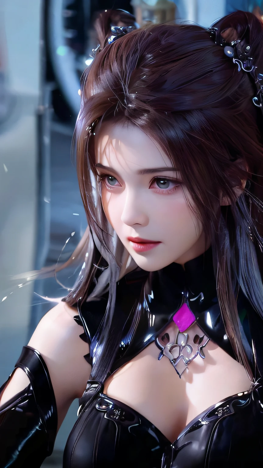 closeup of a woman with long hair, portrait of Tifa Lockhart, Tifa, seductive Tifa Lockhart portrait, game CG, Tifa Lockhart with white hair, Tifa Lockhart, 3D anime realistic, realistic anime girl rendering, Tifa Lockhart portrait, smooth anime CG art, charming Tifa Lockhart, ((perfect face)), ((face close-up)), ((delicate facial features)), ((pretty))