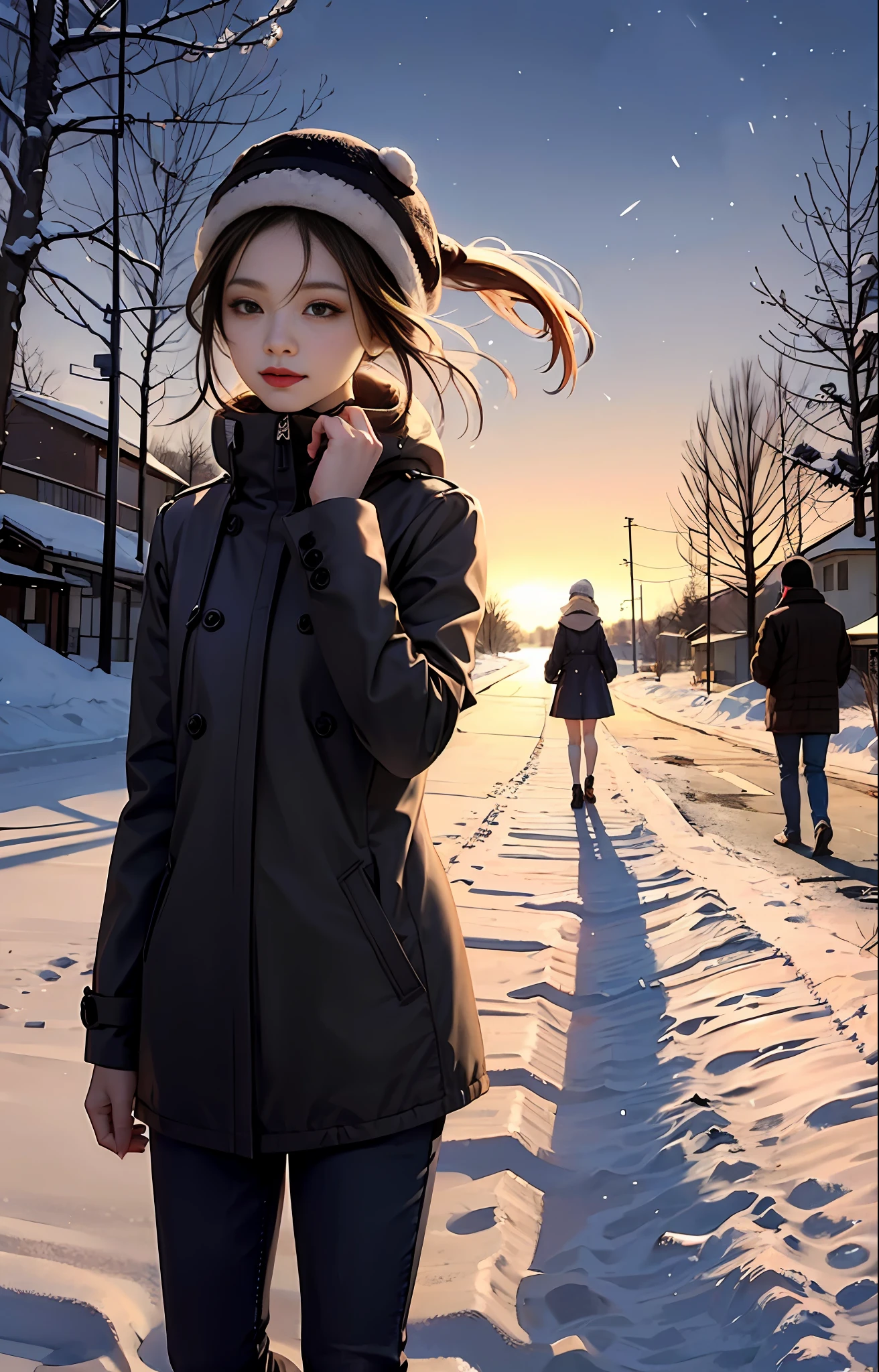 In a silver-white world, snowflakes fall in a row, creating a romantic atmosphere. The cold wind blew the empty figures on the street, and under the street lamps, a pair of young people walked hand in hand.
The male protagonist Li Yu is wearing a black jacket and a warm woolen hat on his head, and his eyes are full of affection and tenderness. The heroine Lin Wan'er is wrapped in a pink down jacket, and her face is full of happy smiles. The two held hands and stepped on snowflakes, leaving a string of marks.
The trees on both sides of the street were covered with thick snow, and a breeze blew through, and the snow flew, as if adding a layer of romance to this love. Under the light, the eyes of the two staring at each other were full of love, and this cold winter night became warm and beautiful because of their presence.
Suddenly, the male protagonist gently raised his arm and flung it away hard, and a snowflake flew to the heroine's cheek and fell on her hair. The heroine was stunned, and then showed her joy