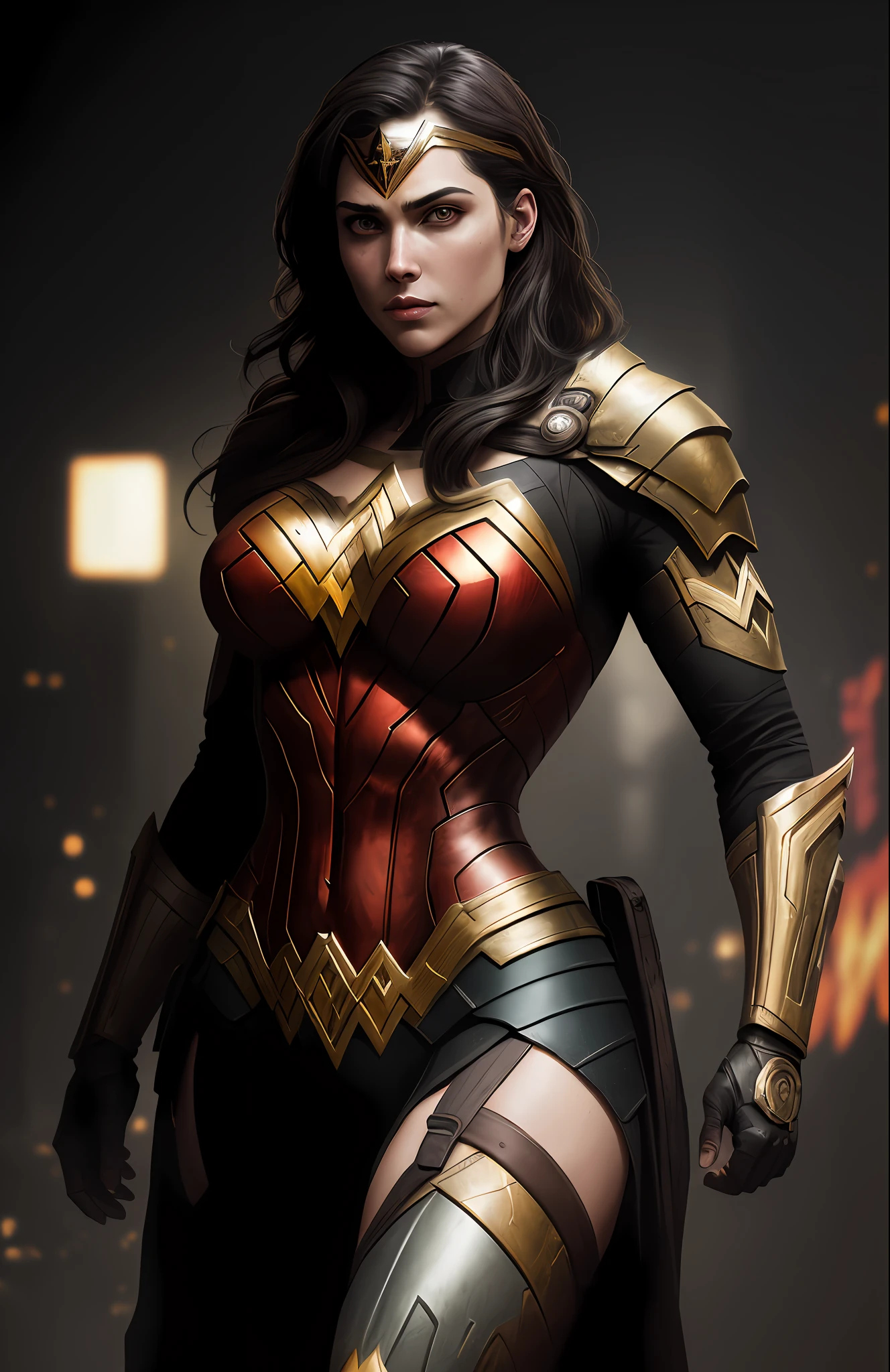 (dark shot: 1.1), epic realistic, Horseman of the Apocalypse Wonder Woman from DC, yellow gradient, black, brown and magenta color scheme, grunge aesthetic!!! graffiti tag wall background, art by Greg Rutkowski and artgerm, soft cinematic light, Adobe Lightroom, darkroom, HDR, intricate, highly detailed, (depth of field: 1.4), faded, (neutral colors: 1.2), (hdr: 1.4), (muted colors: 1.2), hyper-detail (artstation: 1.4), cinematic, warm light, dramatic light (complex details: 1.1)