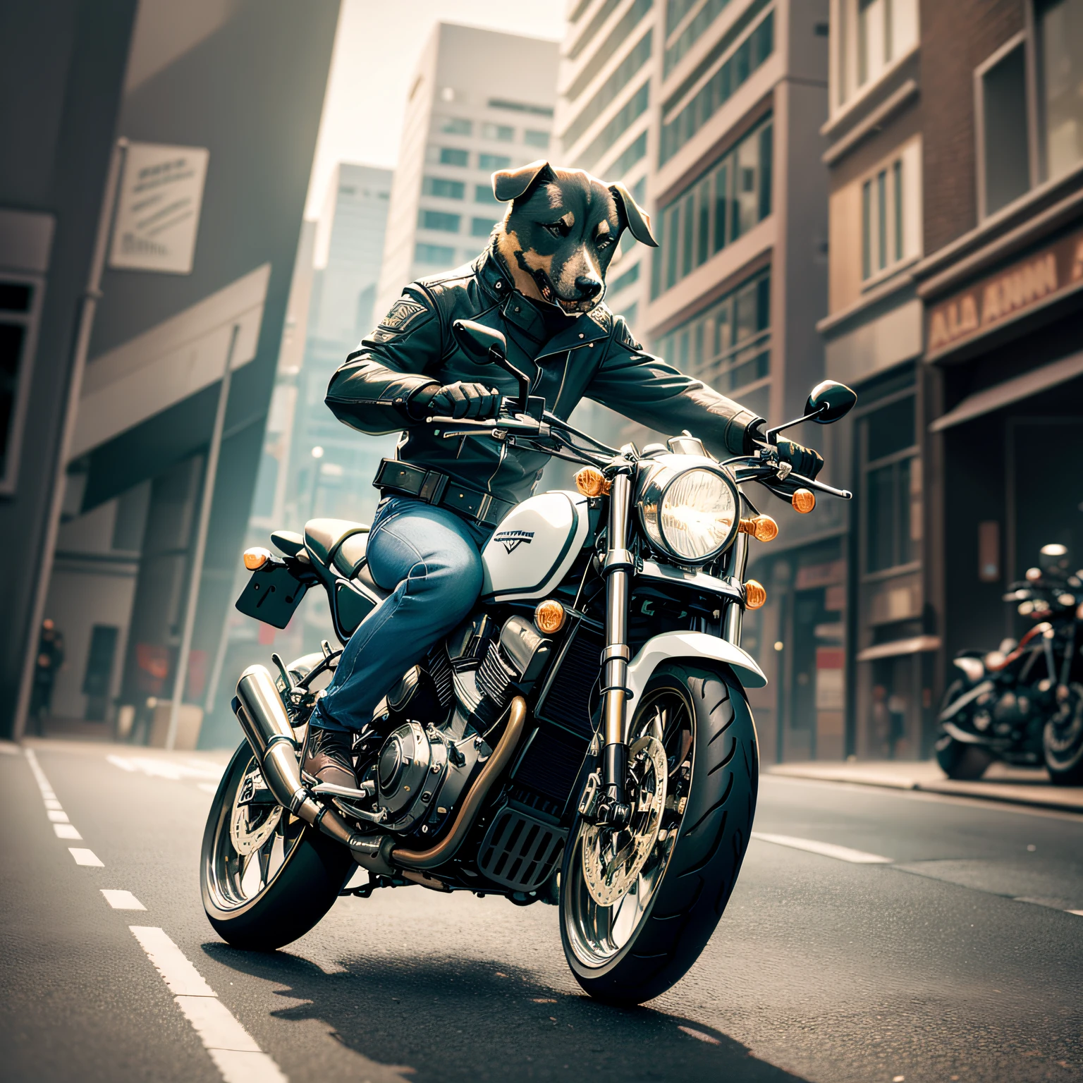 A man rides a motorcycle, Wearing a motorcycle helmet, On a road is fast driving, The motorcycle is a Honda CB190R, The motorcycle is white