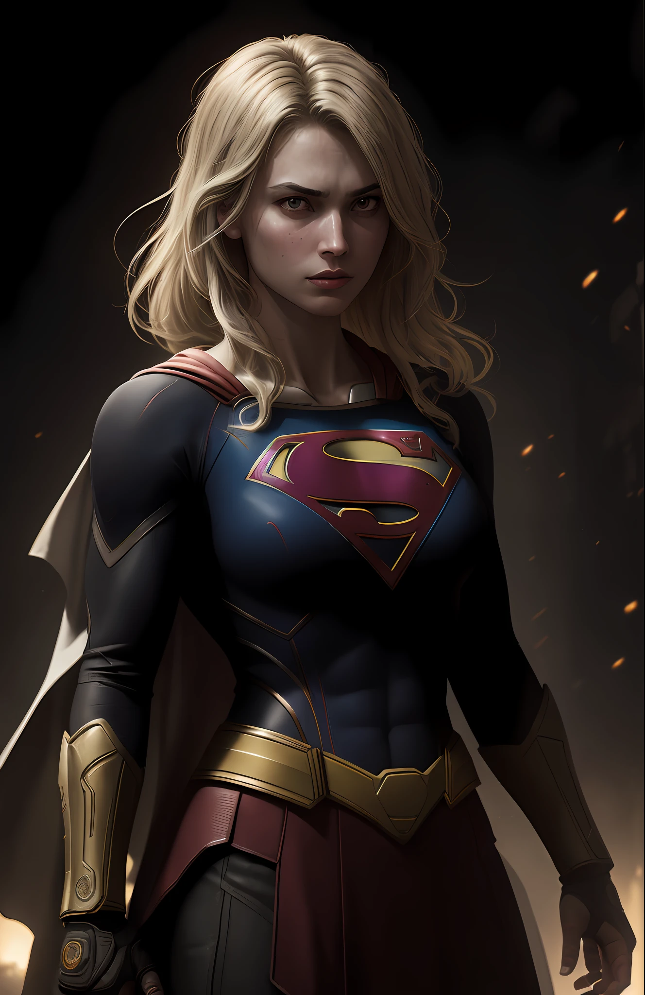 (dark shot: 1.1), epic realistic, God Supergirl from DC, yellow gradient, black, brown and magenta color scheme, grunge aesthetics!!! graffiti tag wall background, art by Greg Rutkowski and artgerm, soft cinematic light, Adobe Lightroom, darkroom, HDR, intricate, highly detailed, (depth of field: 1.4), faded, (neutral colors: 1.2), (hdr: 1.4), (muted colors: 1.2), hyper-detail (artstation: 1.4), cinematic, warm light, dramatic light (complex details: 1.1)
