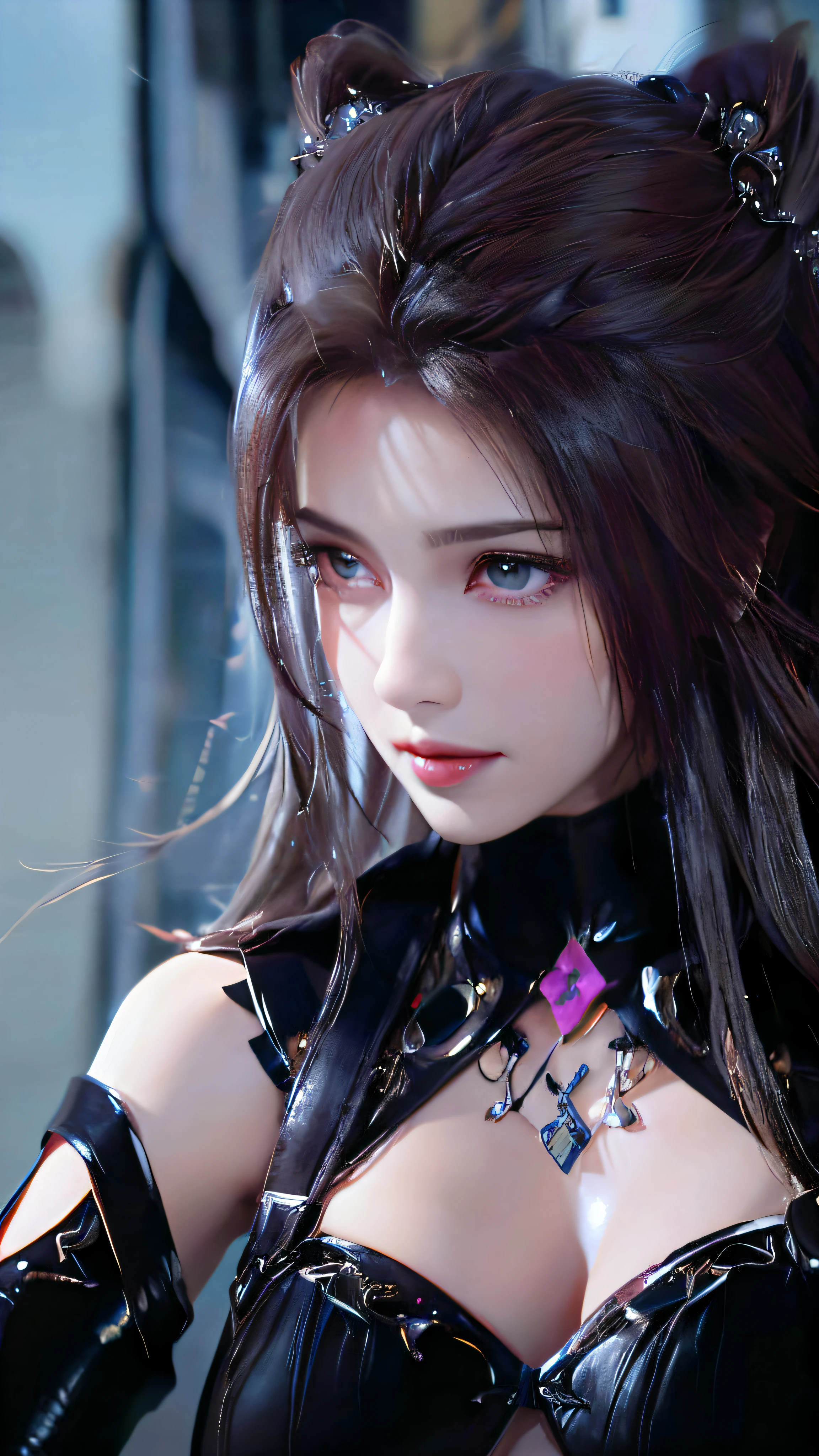 closeup of a woman with long hair, portrait of Tifa Lockhart, Tifa, seductive Tifa Lockhart portrait, game CG, Tifa Lockhart with white hair, Tifa Lockhart, 3D anime realistic, realistic anime girl rendering, Tifa Lockhart portrait, smooth anime CG art, charming Tifa Lockhart, ((perfect face)), ((face close-up)), ((delicate facial features)), ((pretty))