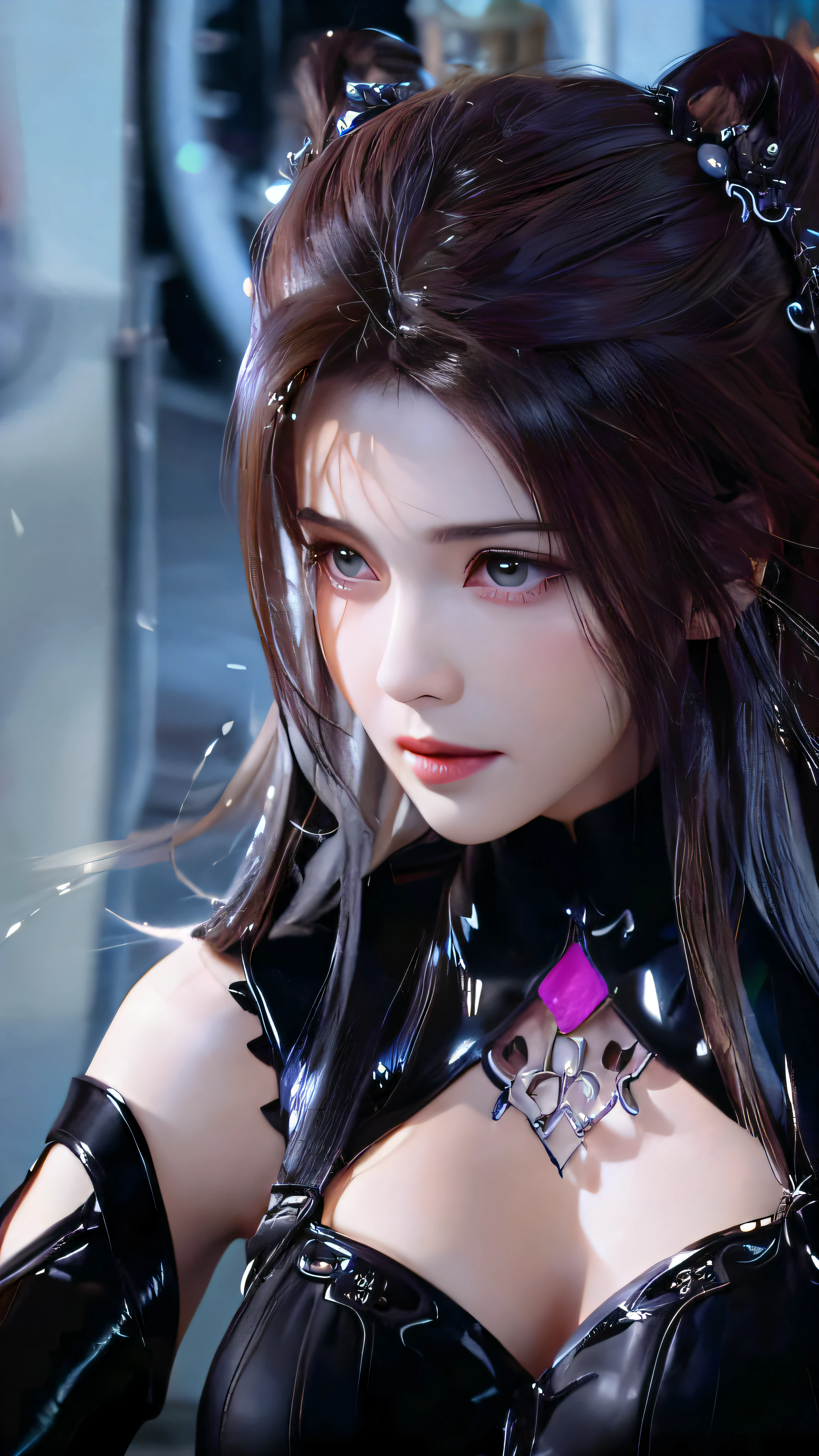 closeup of a woman with long hair, portrait of Tifa Lockhart, Tifa, seductive Tifa Lockhart portrait, game CG, Tifa Lockhart with white hair, Tifa Lockhart, 3D anime realistic, realistic anime girl rendering, Tifa Lockhart portrait, smooth anime CG art, charming Tifa Lockhart, ((perfect face)), ((face close-up)), ((delicate facial features)), ((pretty))