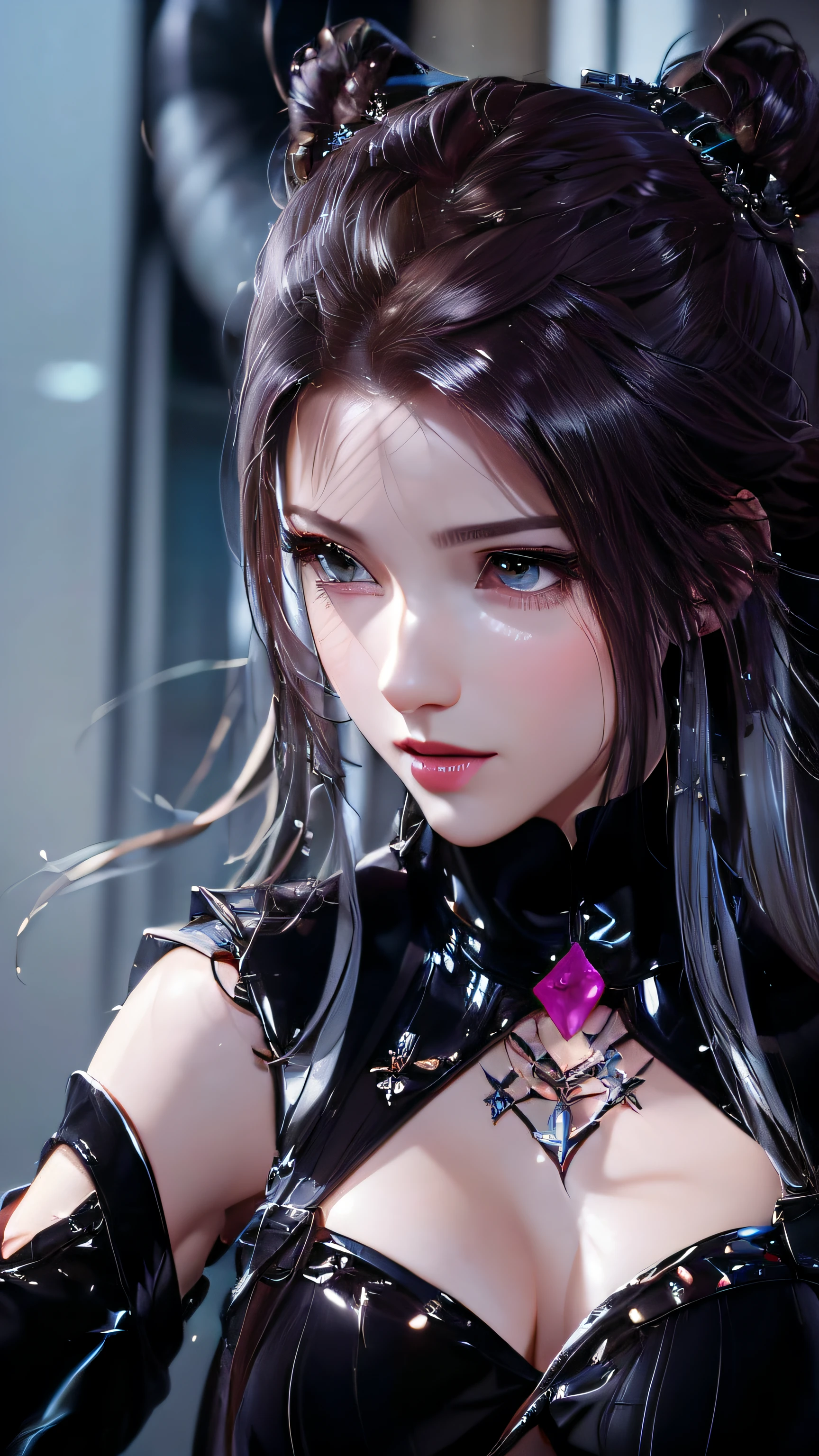 closeup of a woman with long hair, portrait of Tifa Lockhart, Tifa, seductive Tifa Lockhart portrait, game CG, Tifa Lockhart with white hair, Tifa Lockhart, 3D anime realistic, realistic anime girl rendering, Tifa Lockhart portrait, smooth anime CG art, charming Tifa Lockhart, ((perfect face)), ((face close-up)), ((delicate facial features)), ((pretty))