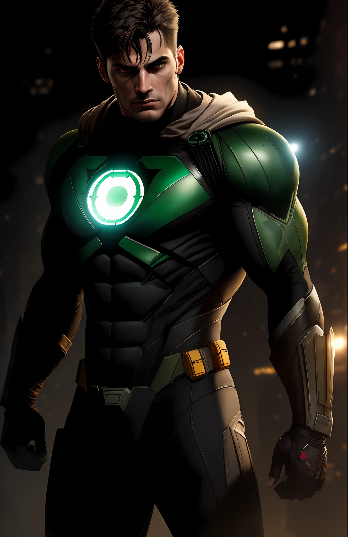 (dark shot: 1.1), epic realistic, Superman Green Lantern from DC, yellow gradient, black, brown and magenta color scheme, grunge aesthetics!!! graffiti tag wall background, art by Greg Rutkowski and artgerm, soft cinematic light, Adobe Lightroom, darkroom, HDR, intricate, highly detailed, (depth of field: 1.4), faded, (neutral colors: 1.2), (hdr: 1.4), (muted colors: 1.2), hyper-detail (artstation: 1.4), cinematic, warm light, dramatic light (complex details: 1.1)