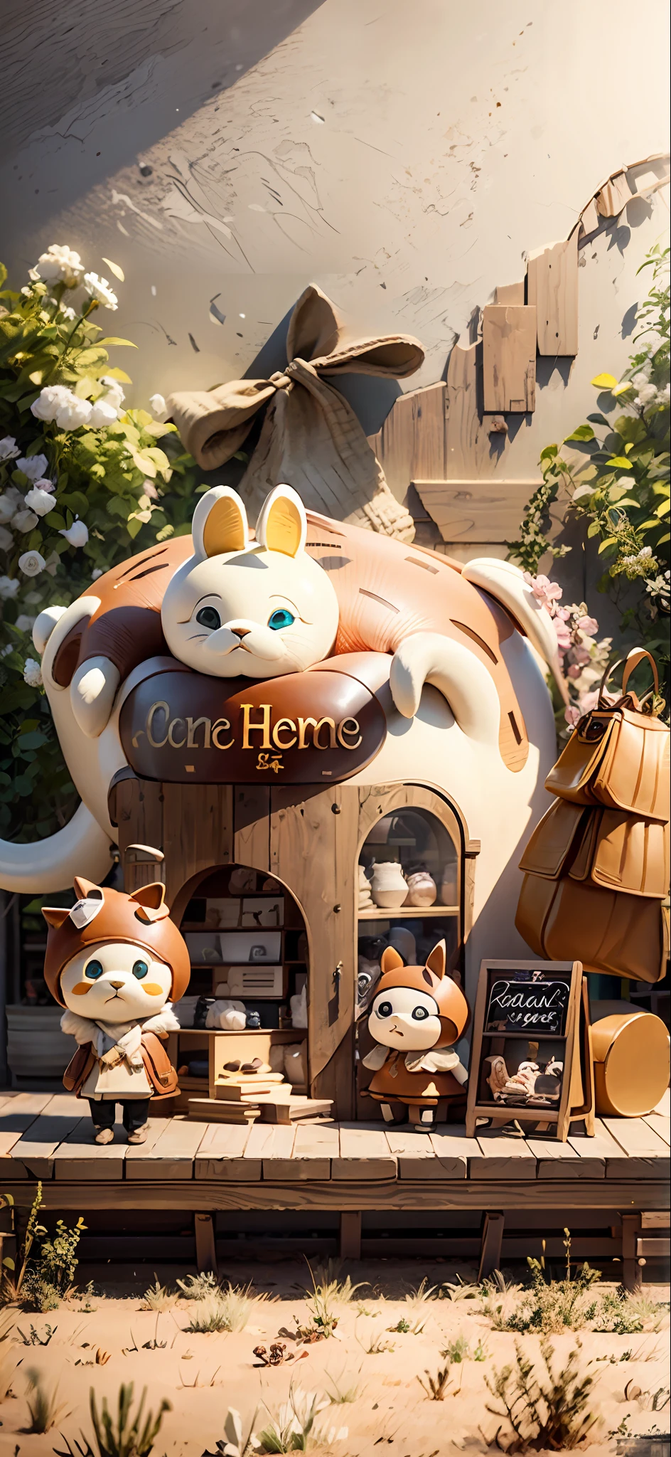 Rich details, high quality, Hermès store in Taobao, high-grade leather, high-grade wood texture, beige elegance, bright color, solid background