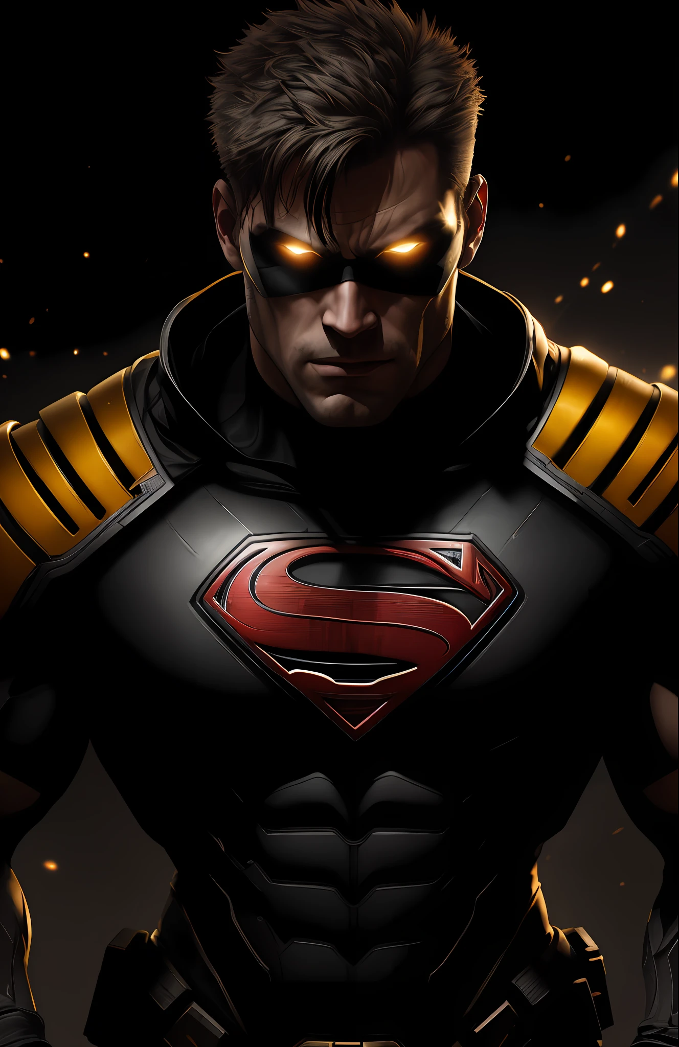 (dark shot: 1.1), epic realistic, Superman Black Lantern from DC, yellow gradient, black, brown and magenta color scheme, grunge aesthetics!!! graffiti tag wall background, art by Greg Rutkowski and artgerm, soft cinematic light, Adobe Lightroom, darkroom, HDR, intricate, highly detailed, (depth of field: 1.4), faded, (neutral colors: 1.2), (hdr: 1.4), (muted colors: 1.2), hyper-detail (artstation: 1.4), cinematic, warm light, dramatic light (complex details: 1.1)